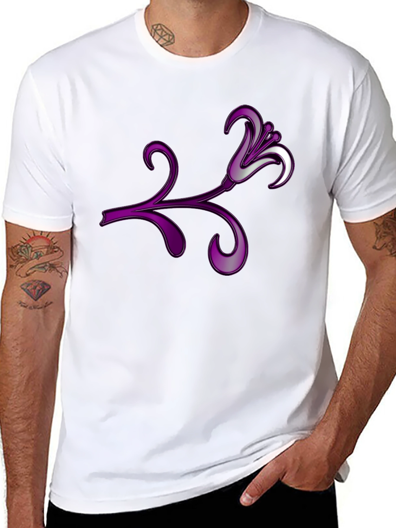 Floral Design Black T-Shirt - Stylish and Unique