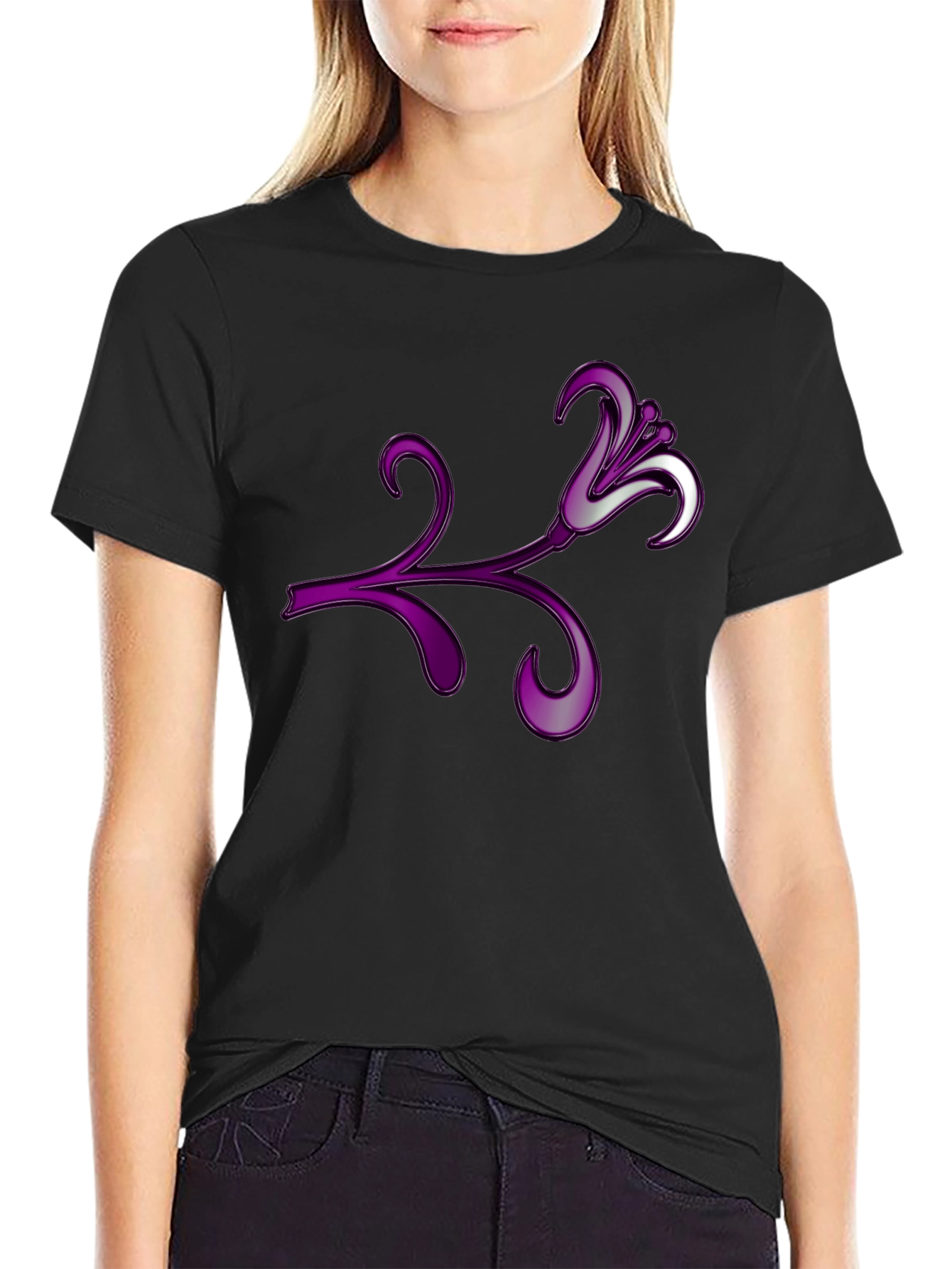 Floral Design Black T-Shirt - Stylish and Unique