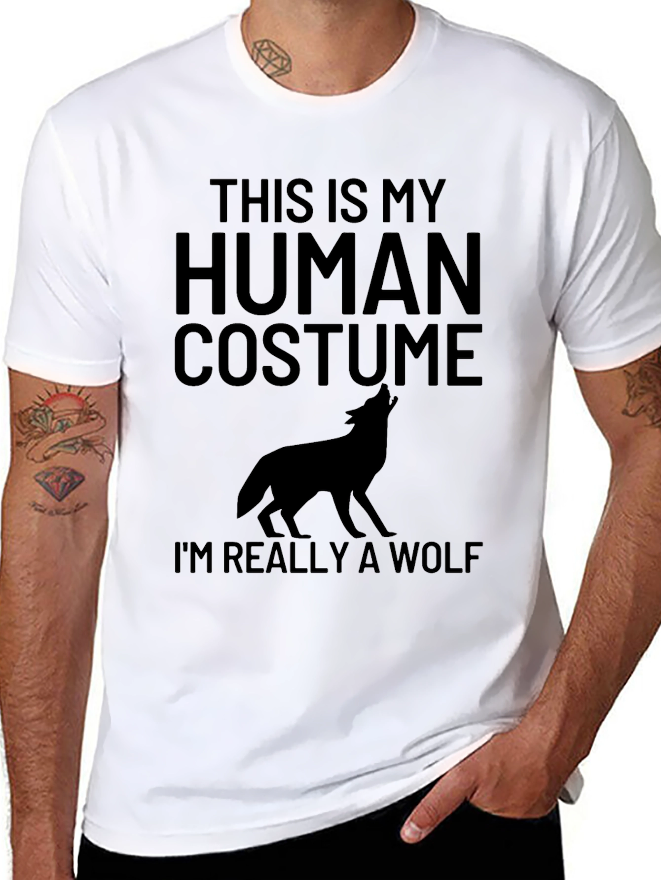 Human Costume Wolf T-Shirt - Fun Halloween Tee