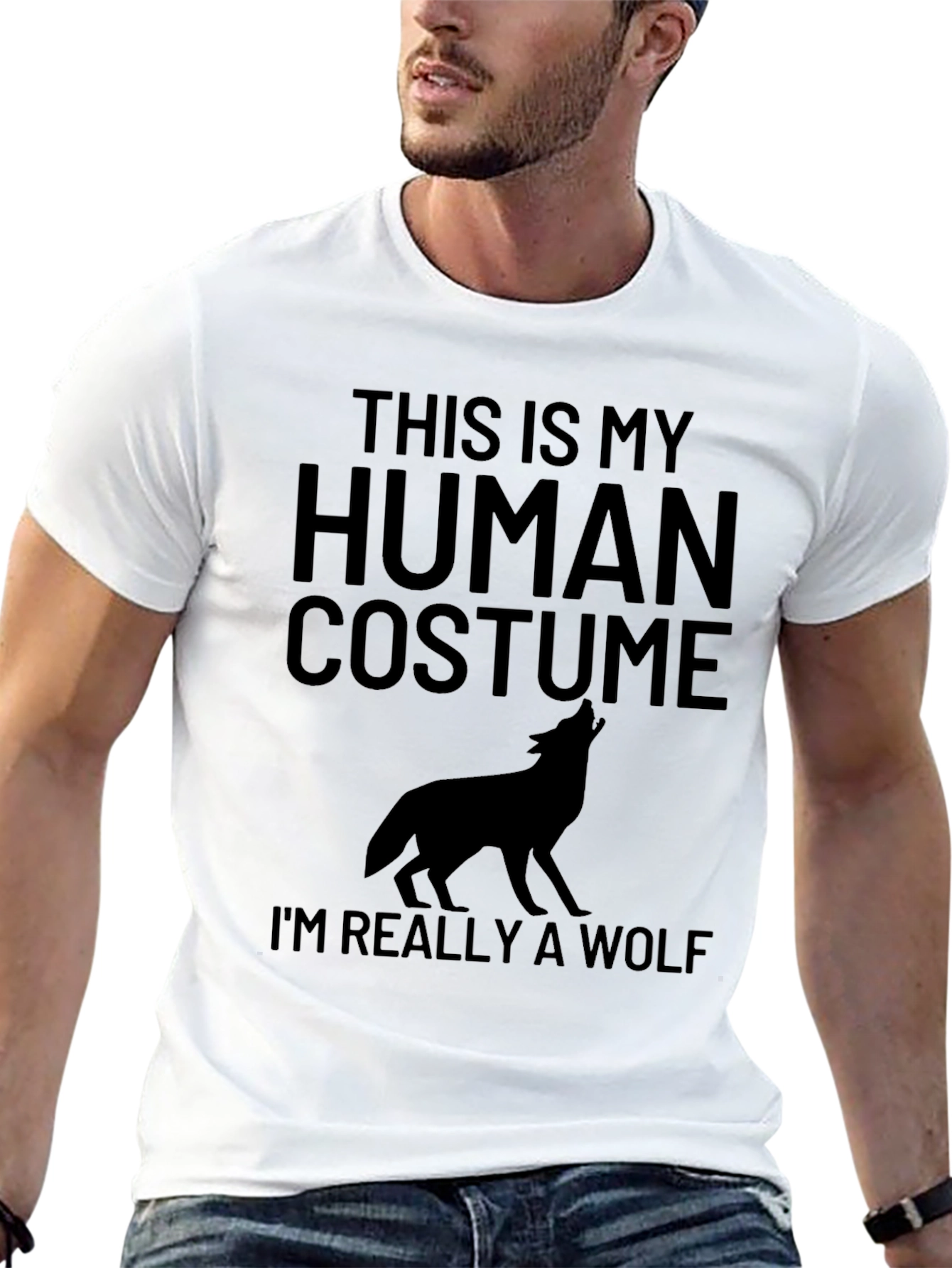Human Costume Wolf T-Shirt - Fun Halloween Tee