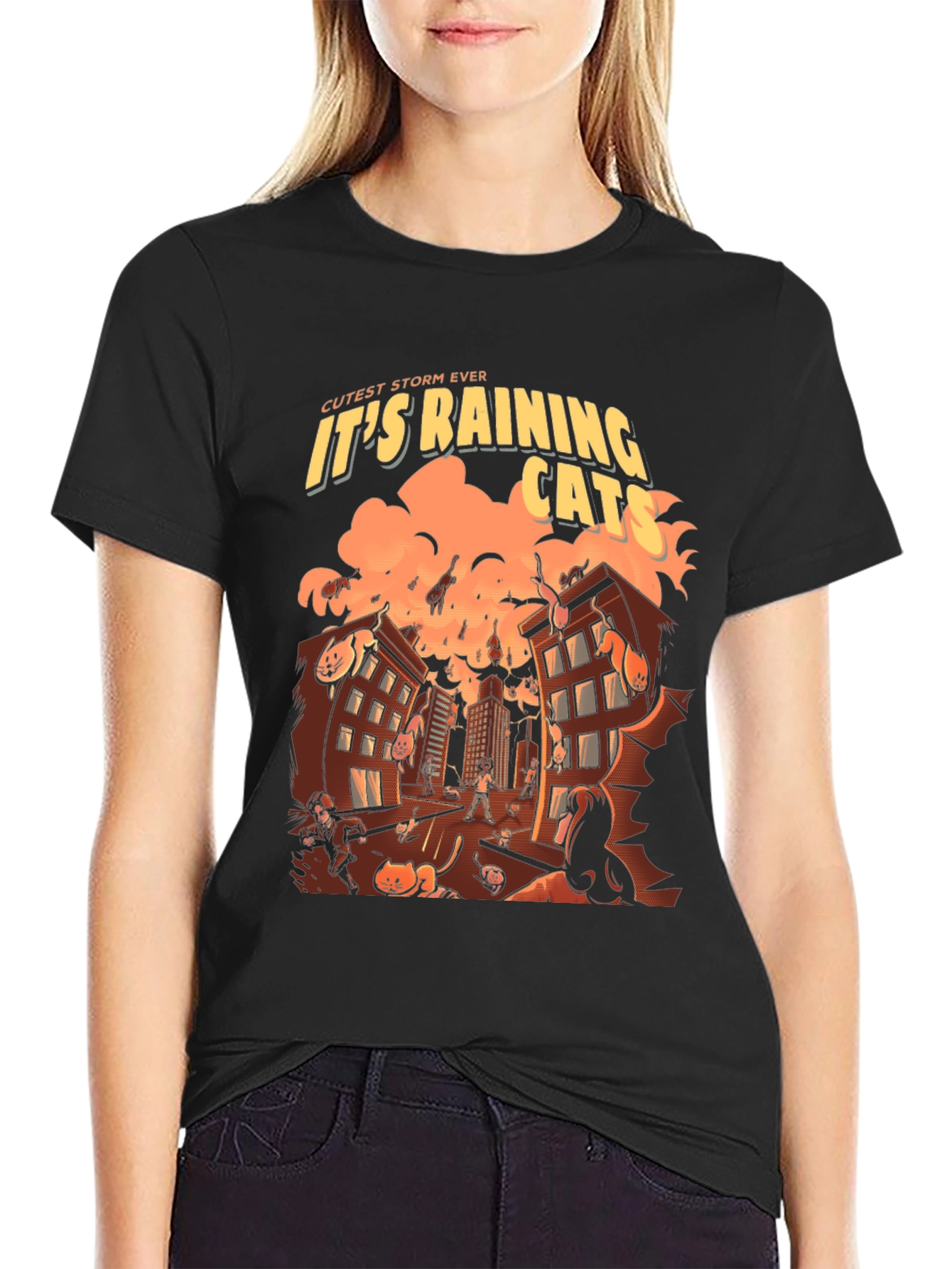 Its Raining Cats T-Shirt - Novelty Graphic Tee