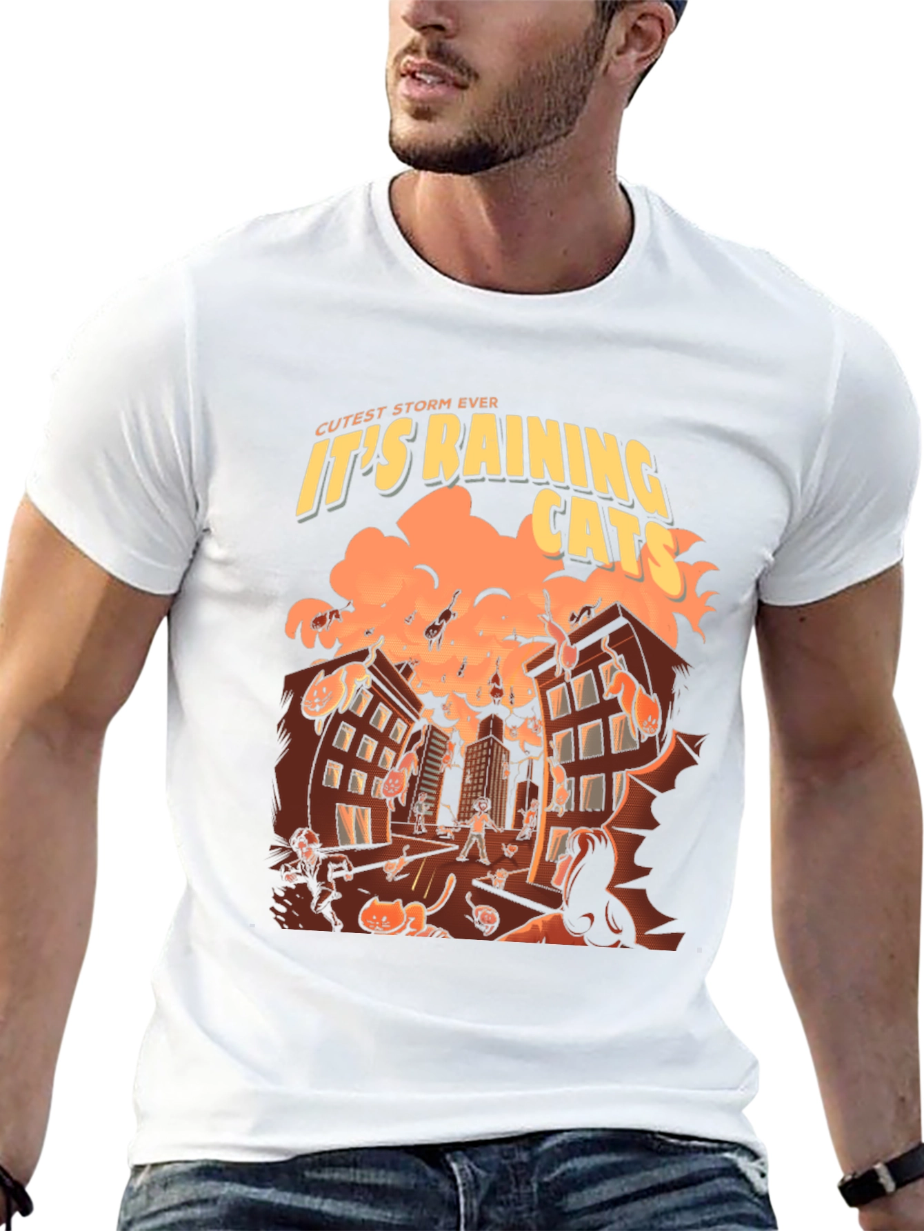 Its Raining Cats T-Shirt - Novelty Graphic Tee