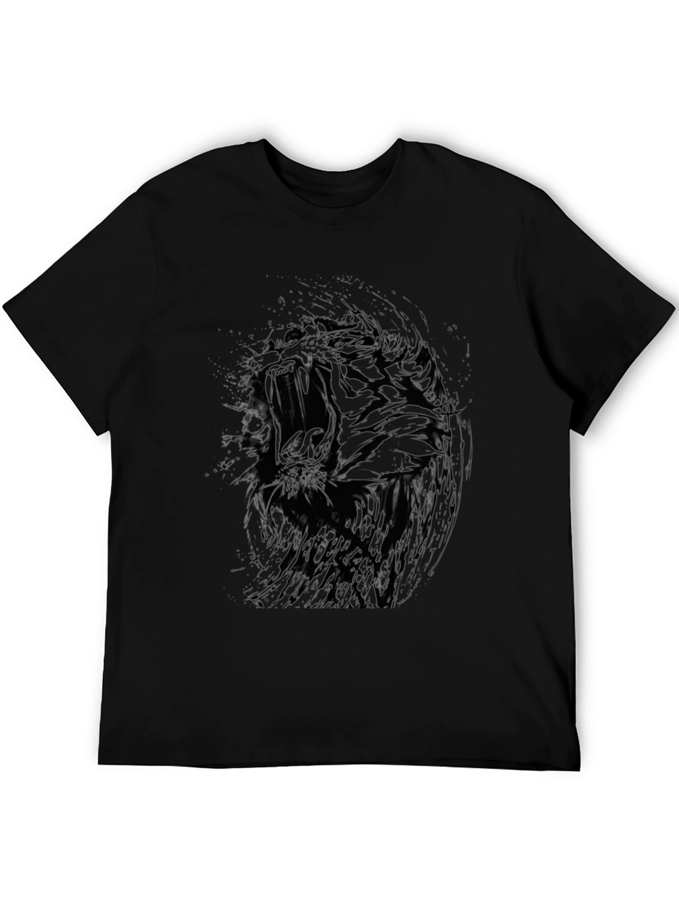 Black T-Shirt with Abstract Tiger Design