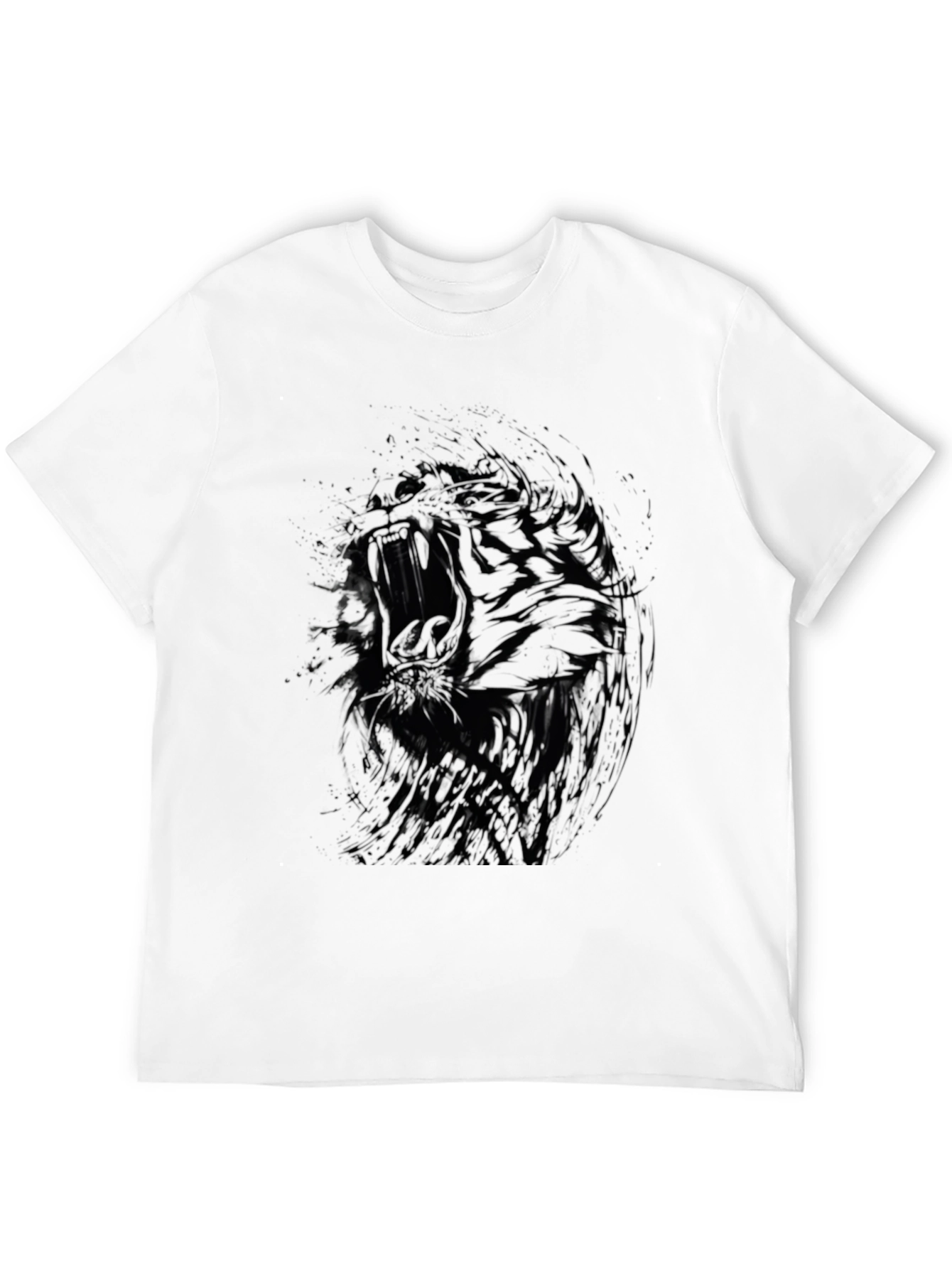Black T-Shirt with Abstract Tiger Design