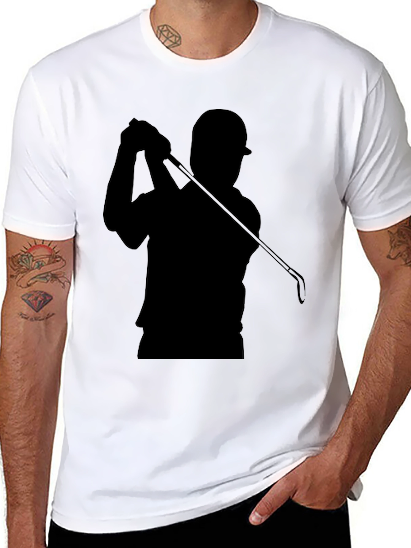 Golfer Silhouette Graphic Tee - Black