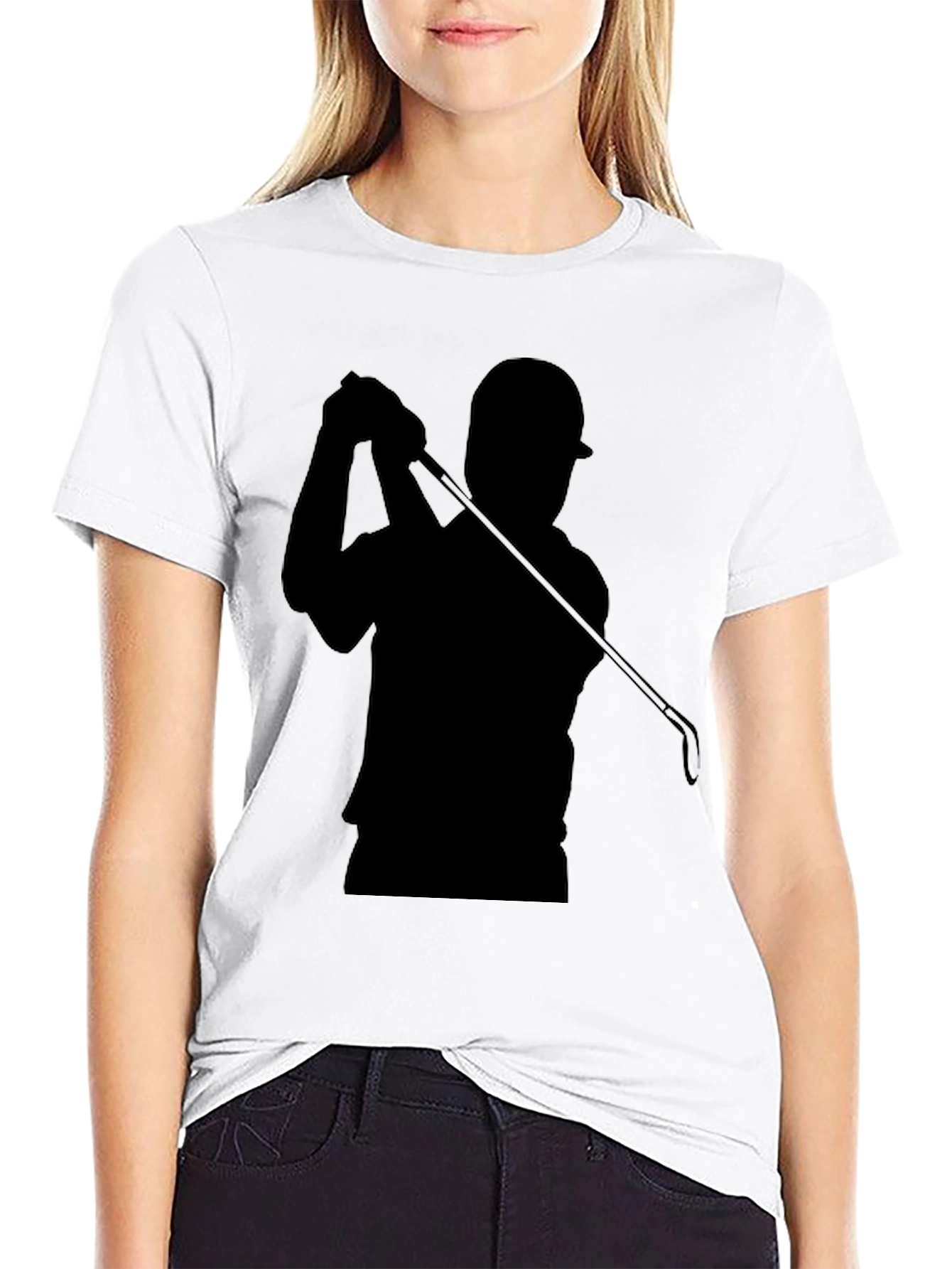 Golfer Silhouette Graphic Tee - Black