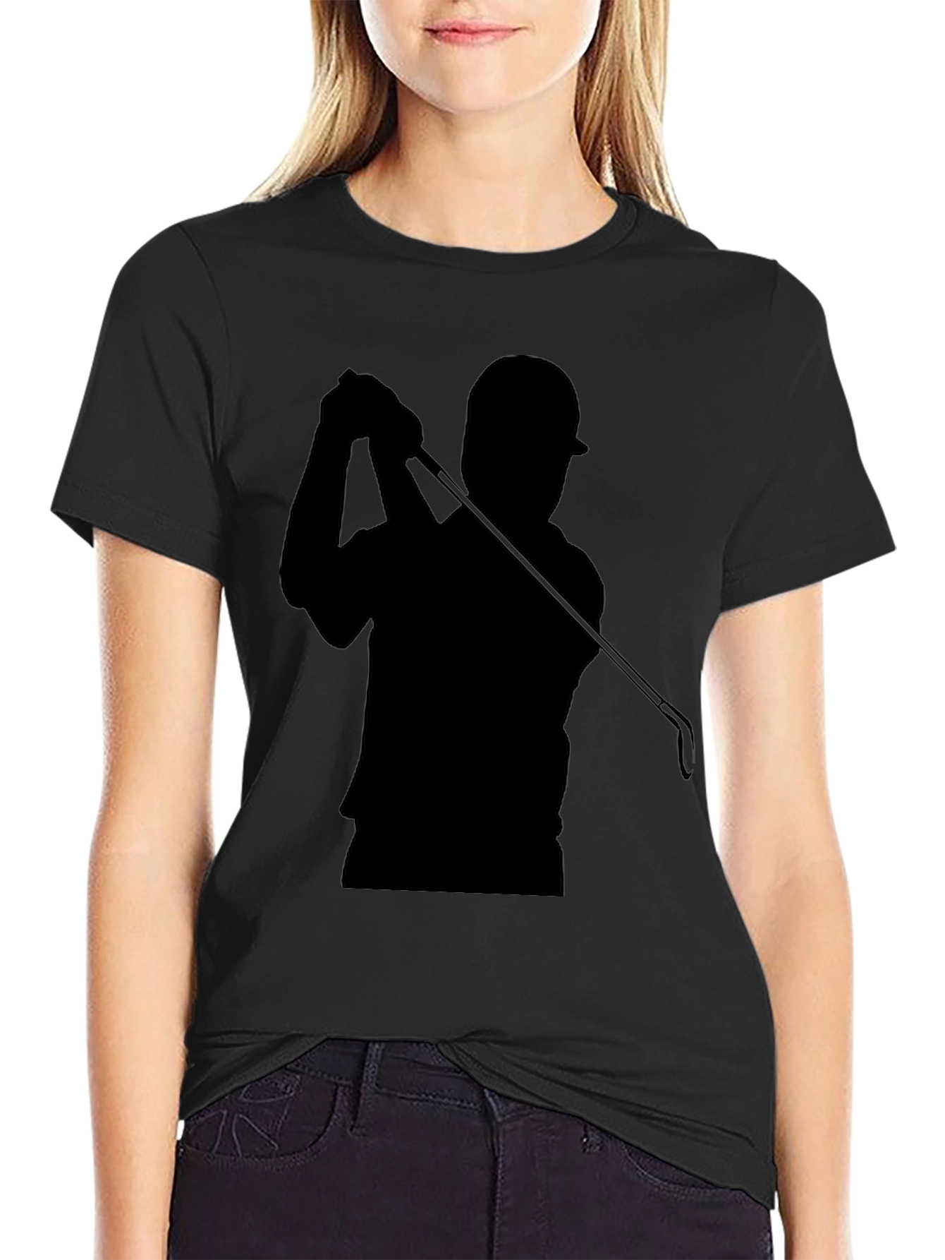 Golfer Silhouette Graphic Tee - Black