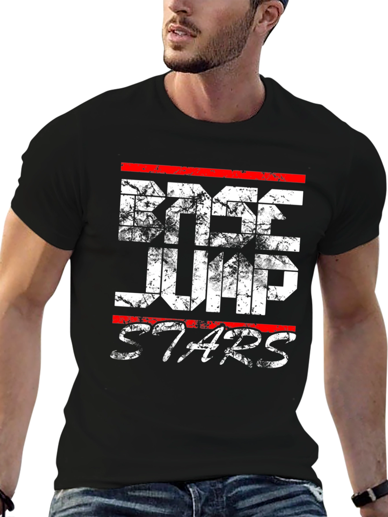 Doge Jump Stars Black Graphic T-Shirt