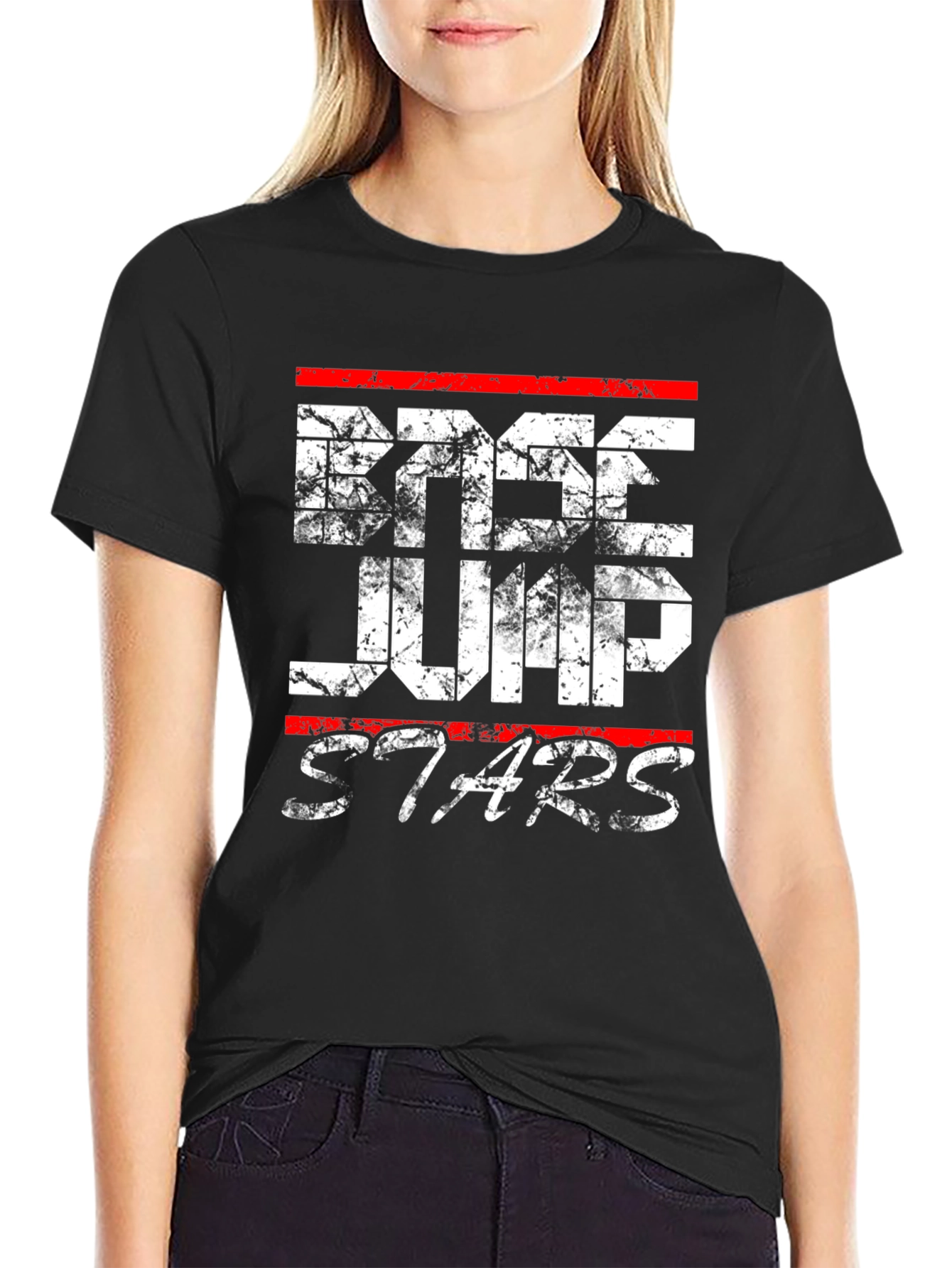 Doge Jump Stars Black Graphic T-Shirt