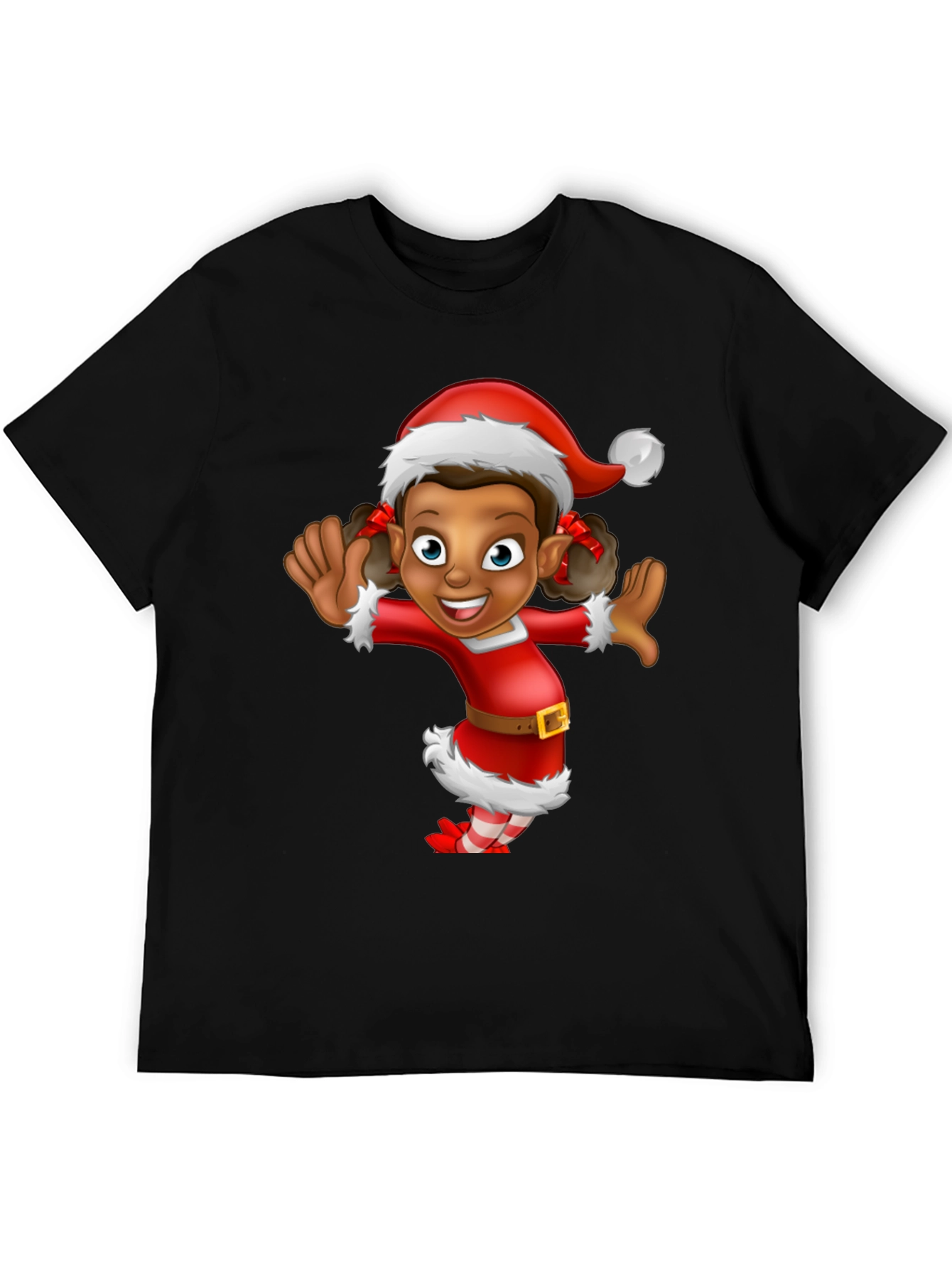 Festive Cartoon Elf Graphic Tee