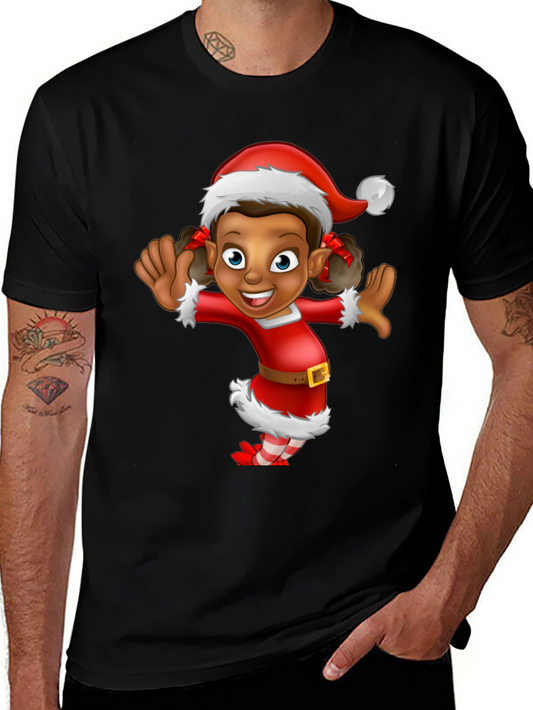 Festive Cartoon Elf Graphic Tee