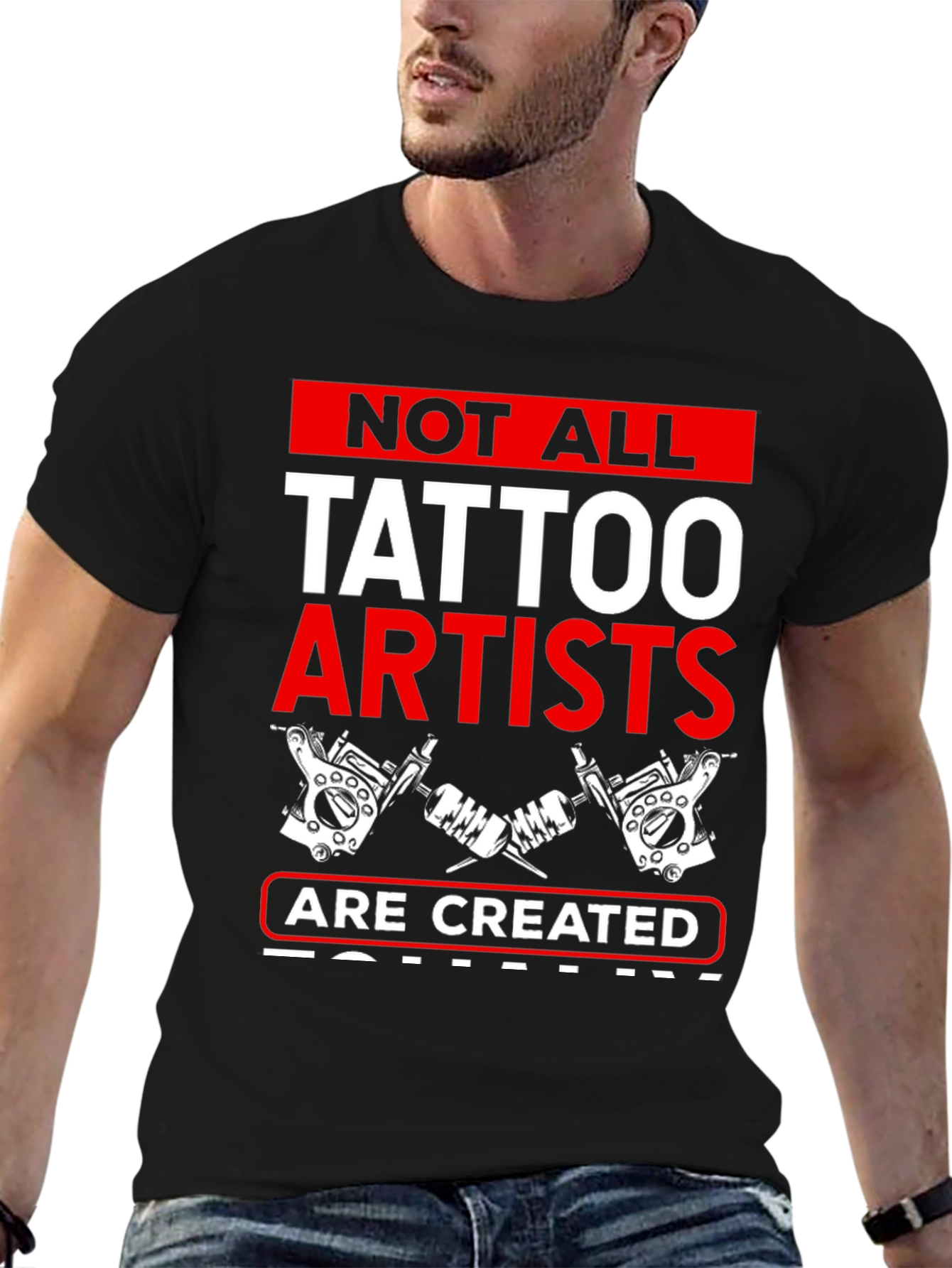 Tattoo Artist Graphic Tee - Black Cotton Blend T-Shirt