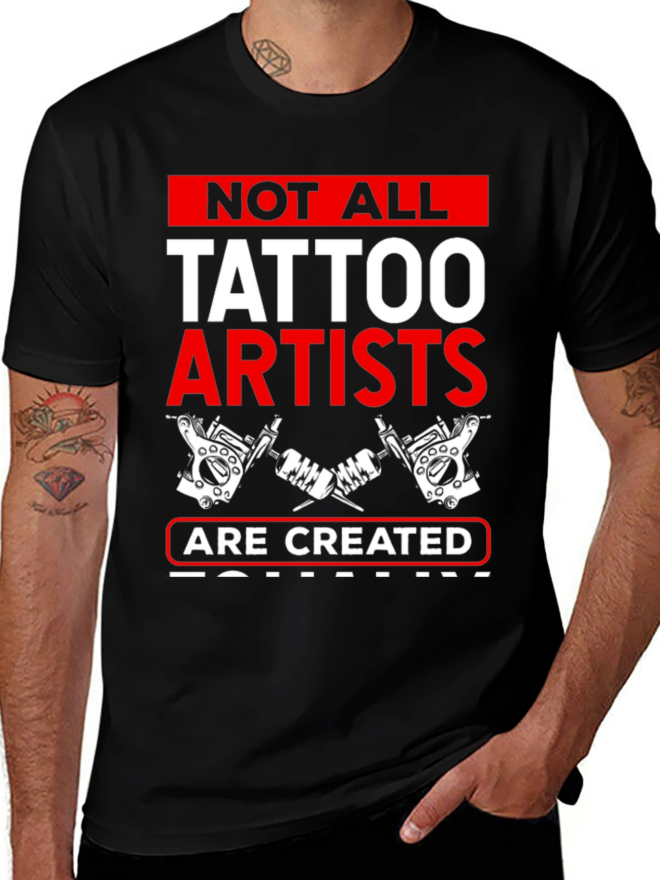 Tattoo Artist Graphic Tee - Black Cotton Blend T-Shirt