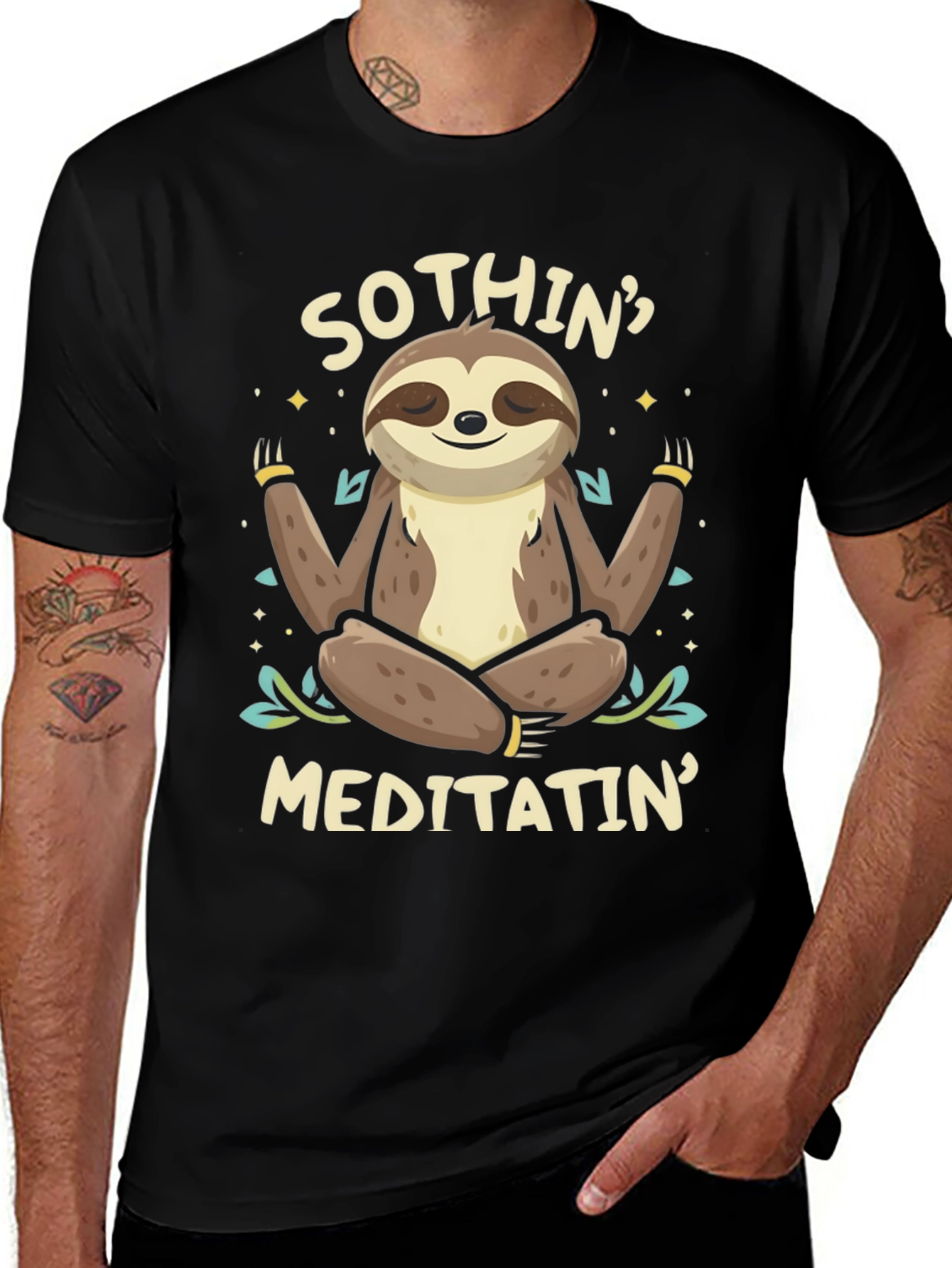 Mens Sothin Meditatin Sloth Graphic T-Shirt
