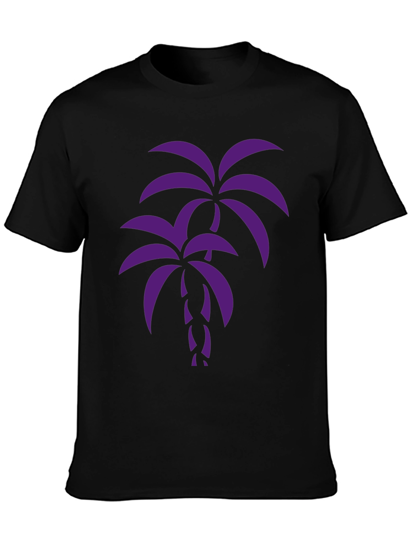 Purple Palm Tree Graphic Black Tee