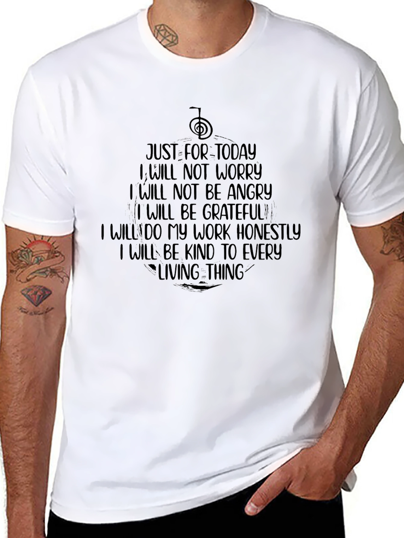 Inspirational Black T-Shirt - Just for Today