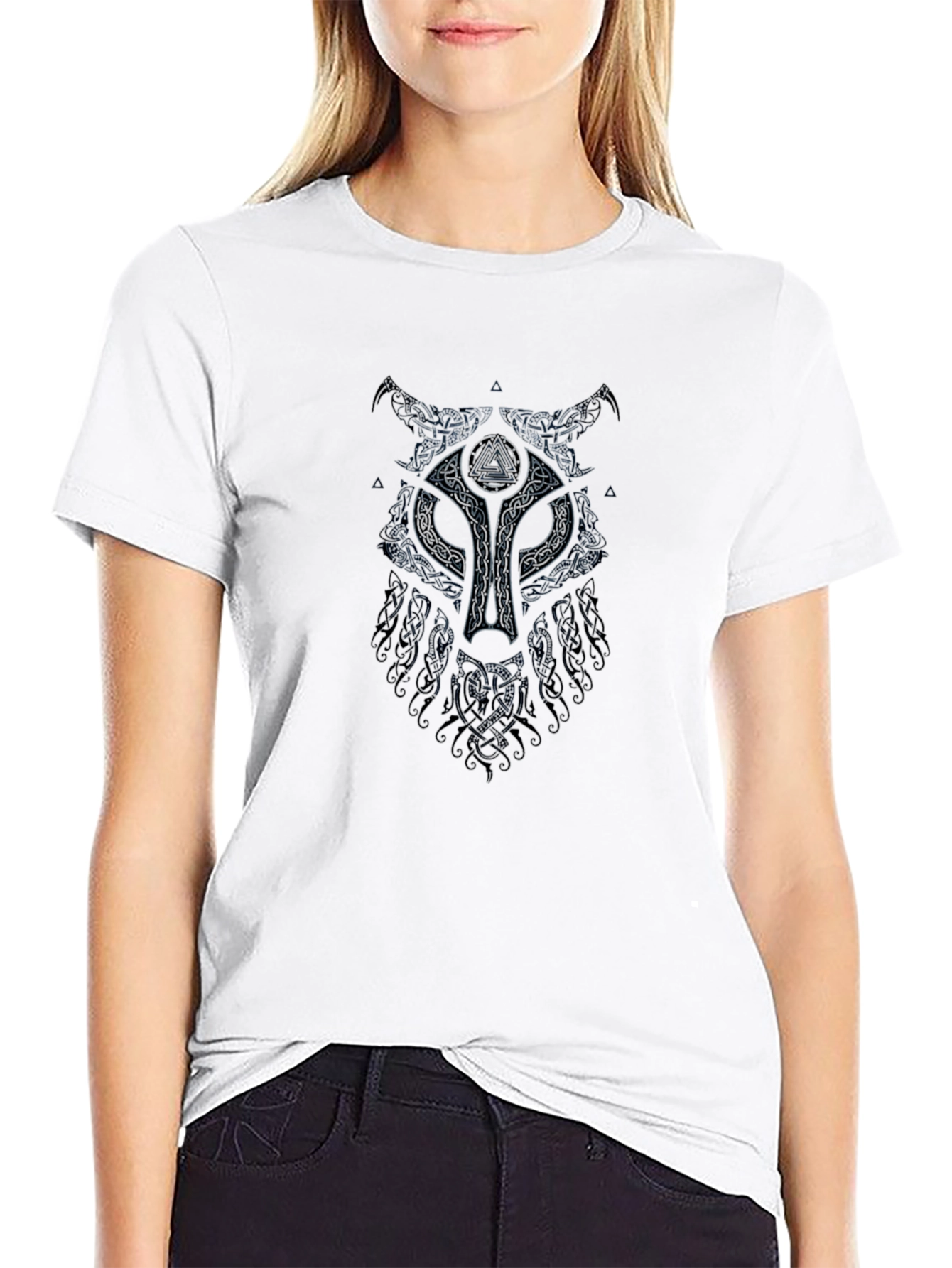 Norse Wolf Graphic T-Shirt - Black