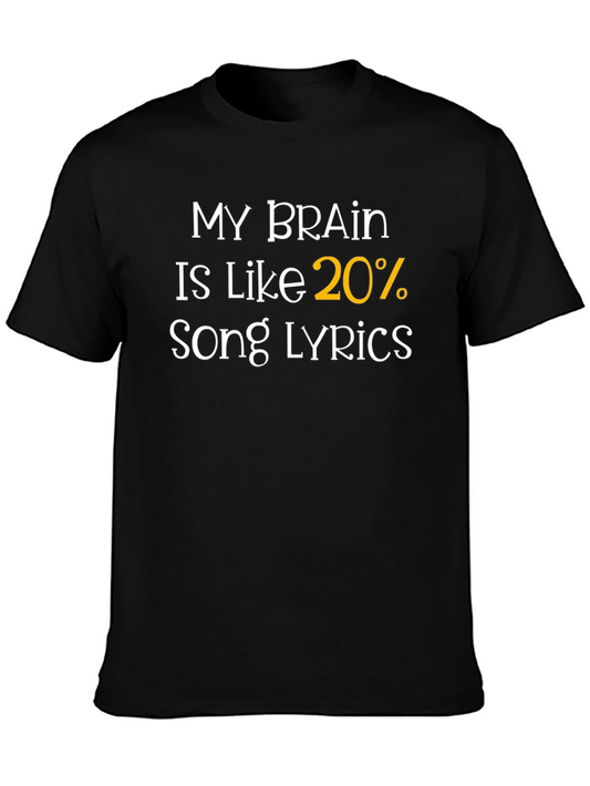 Funny Brain Song Lyrics Graphic Tee - Black Cotton T-Shirt