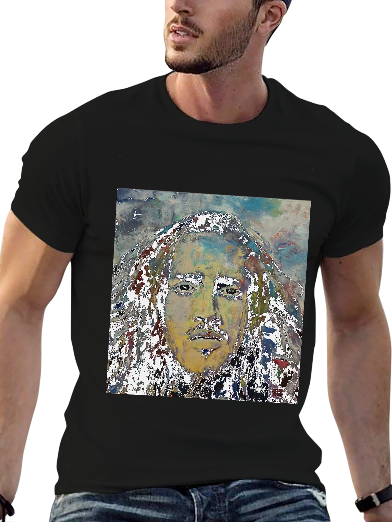 Abstract Face Graphic T-Shirt