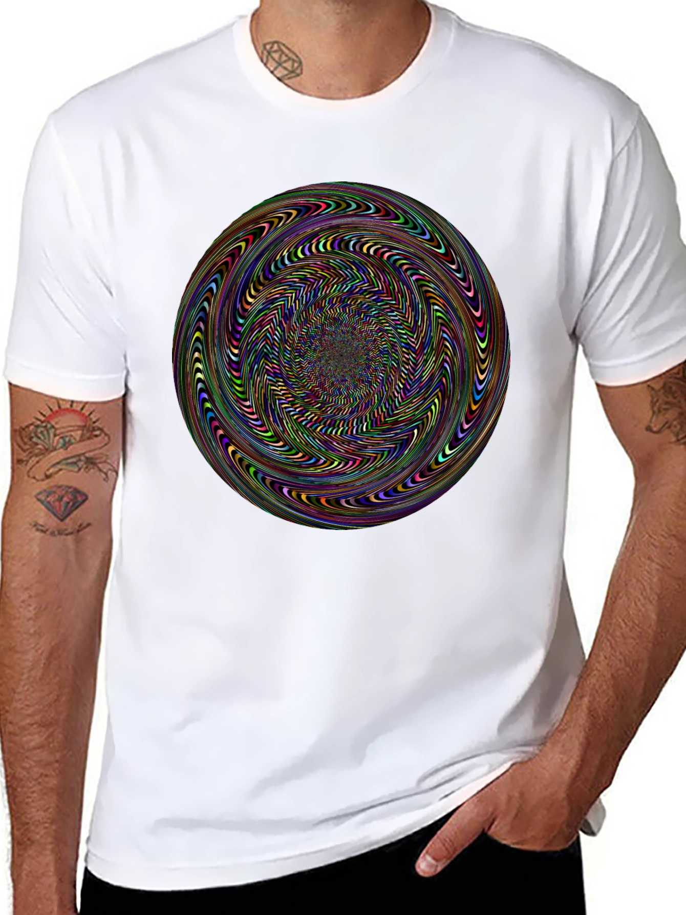 Hypnotic Spiral Graphic Black T-Shirt