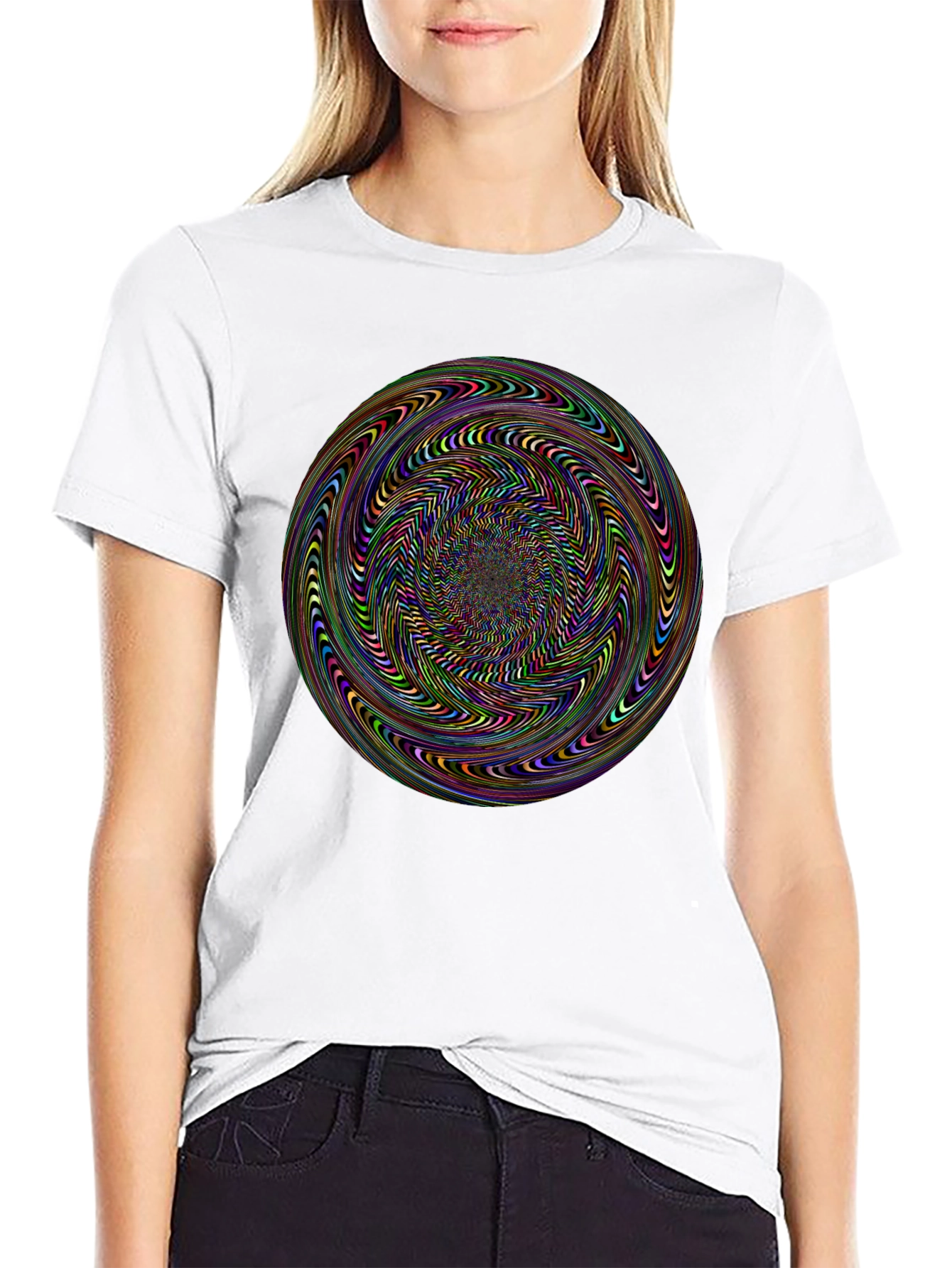 Hypnotic Spiral Graphic Black T-Shirt