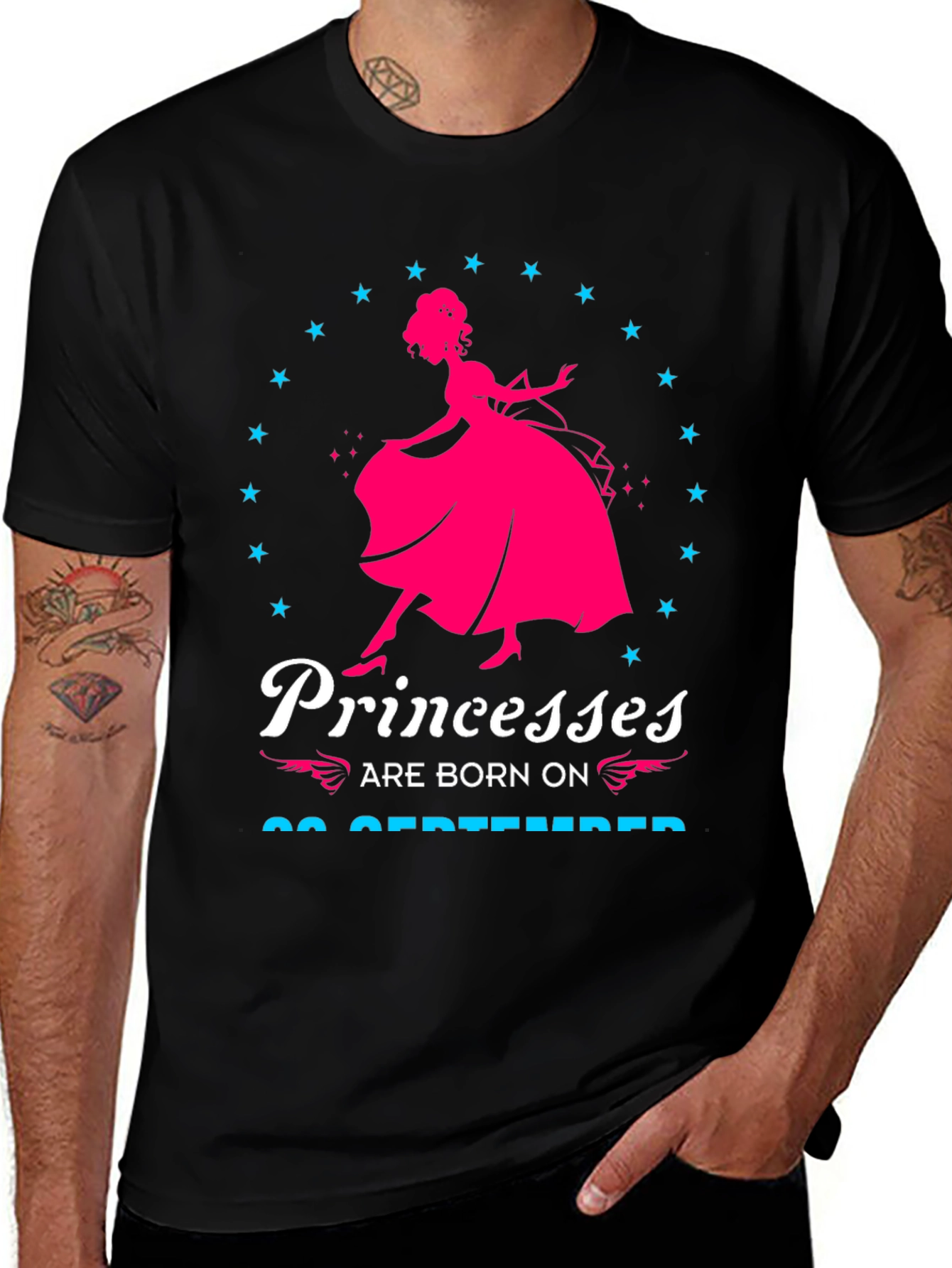 Princesses Born In September Black T-Shirt