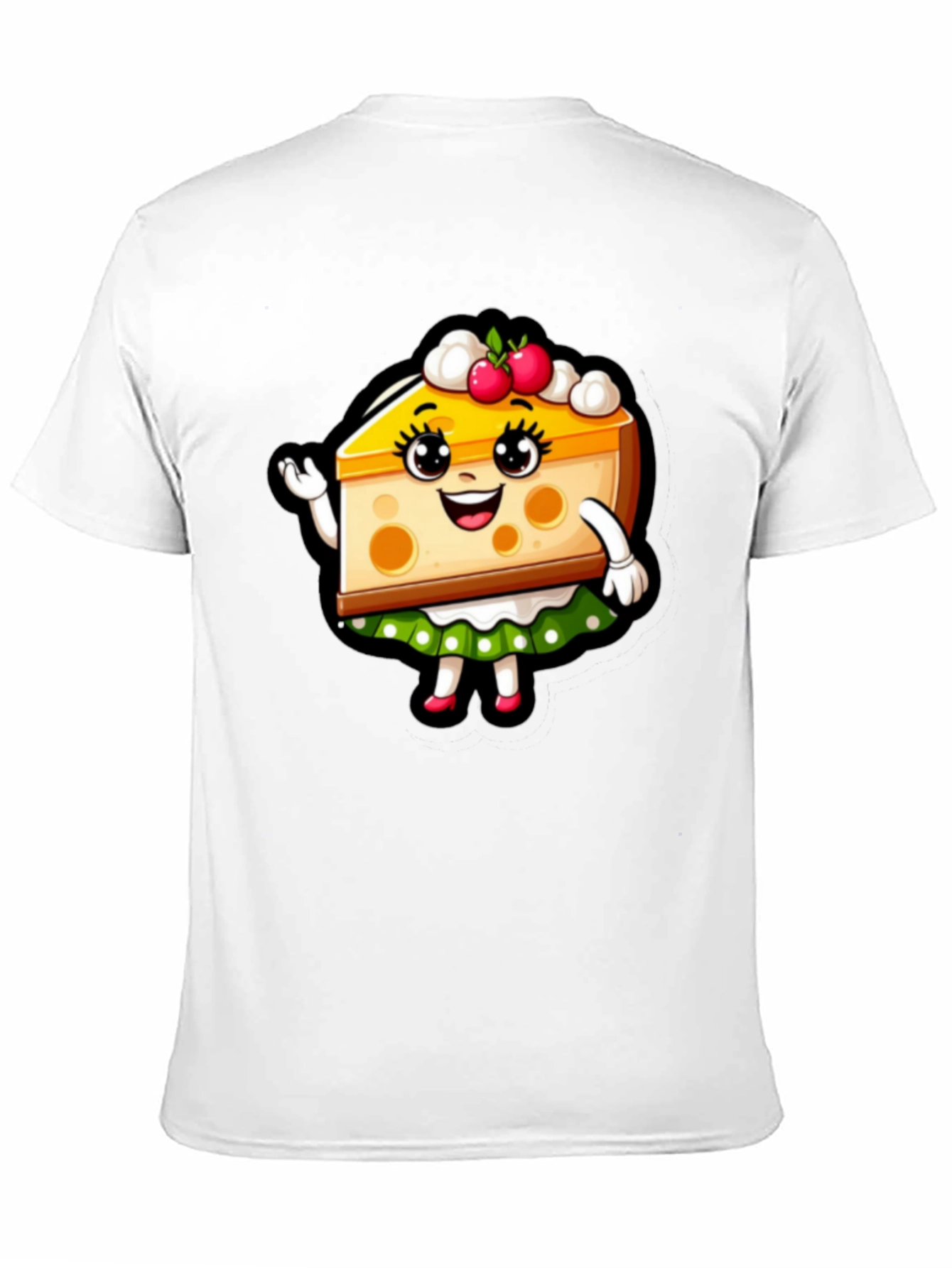 Cute Cheesecake Cartoon Graphic Black T-Shirt