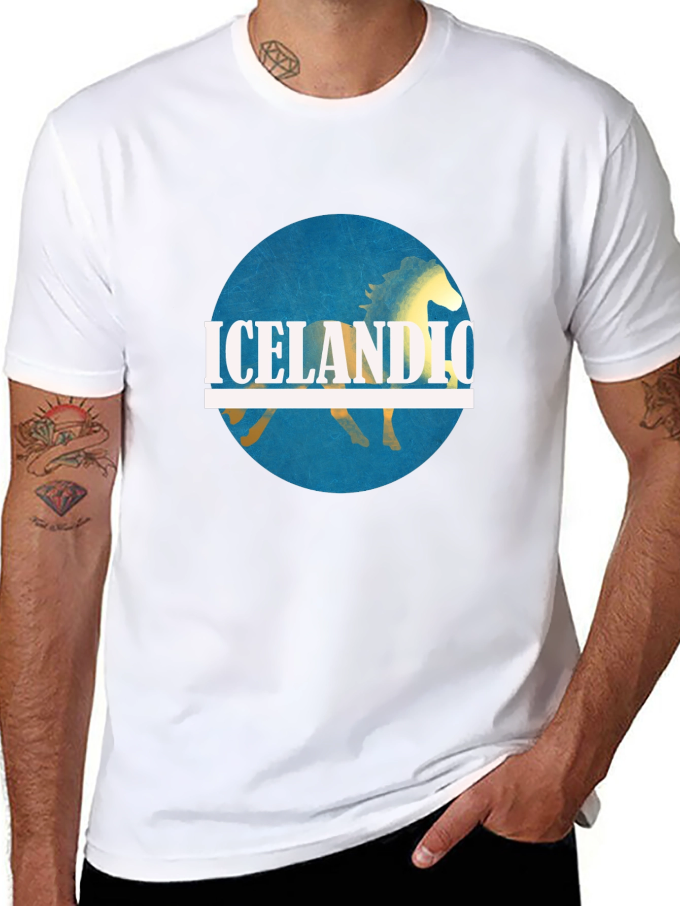 Icelandic Horse Graphic Tee - Black Cotton Shirt