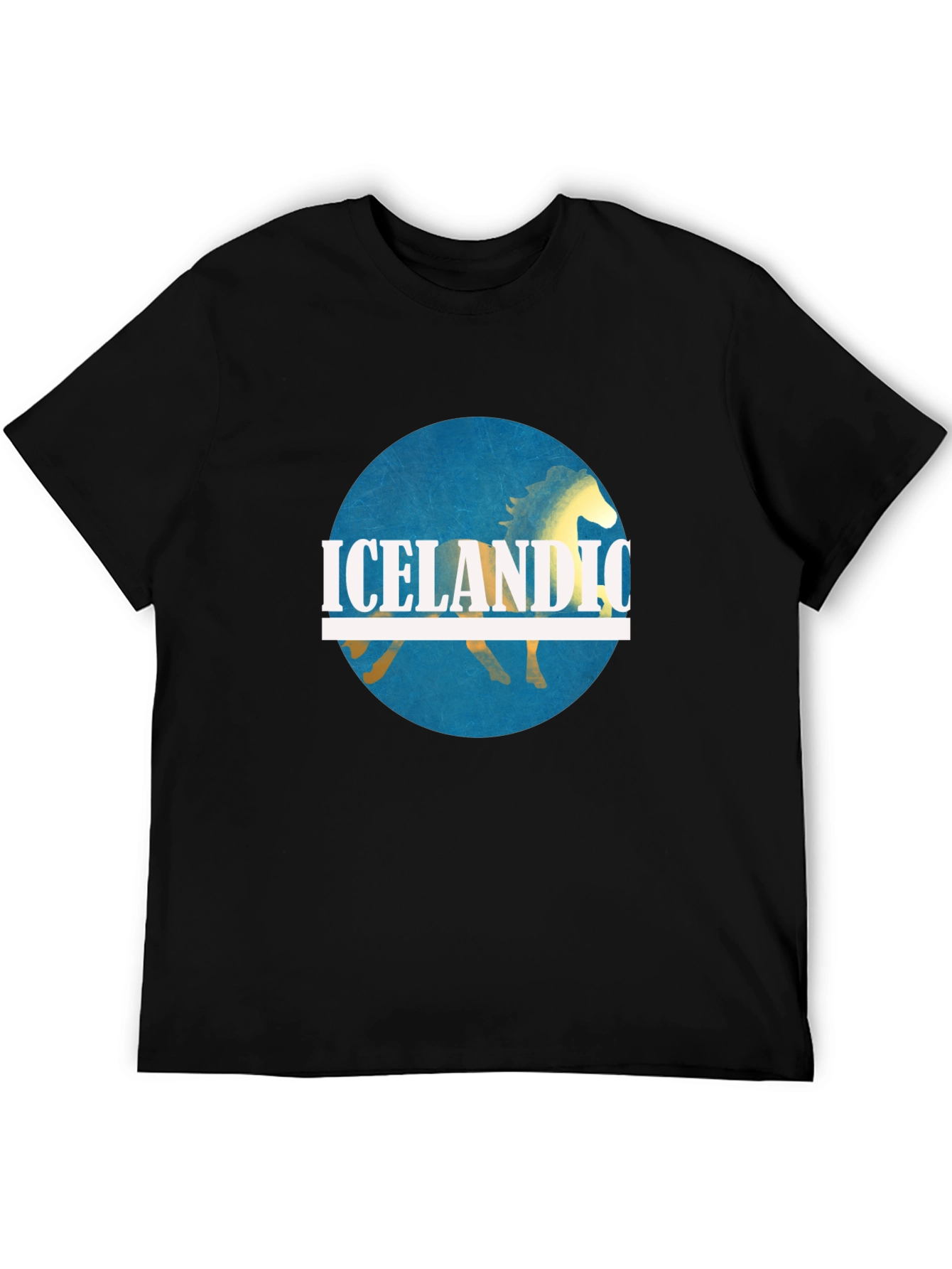 Icelandic Horse Graphic Tee - Black Cotton Shirt