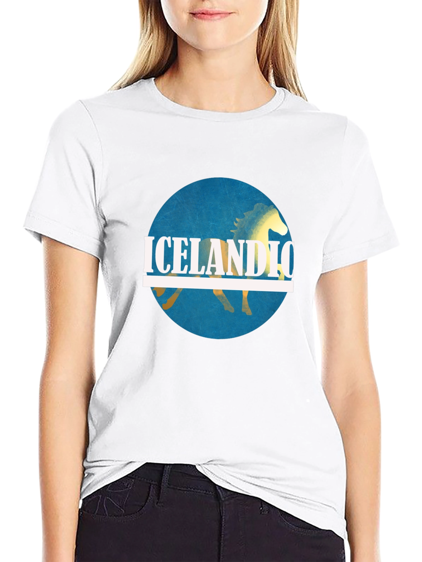 Icelandic Horse Graphic Tee - Black Cotton Shirt