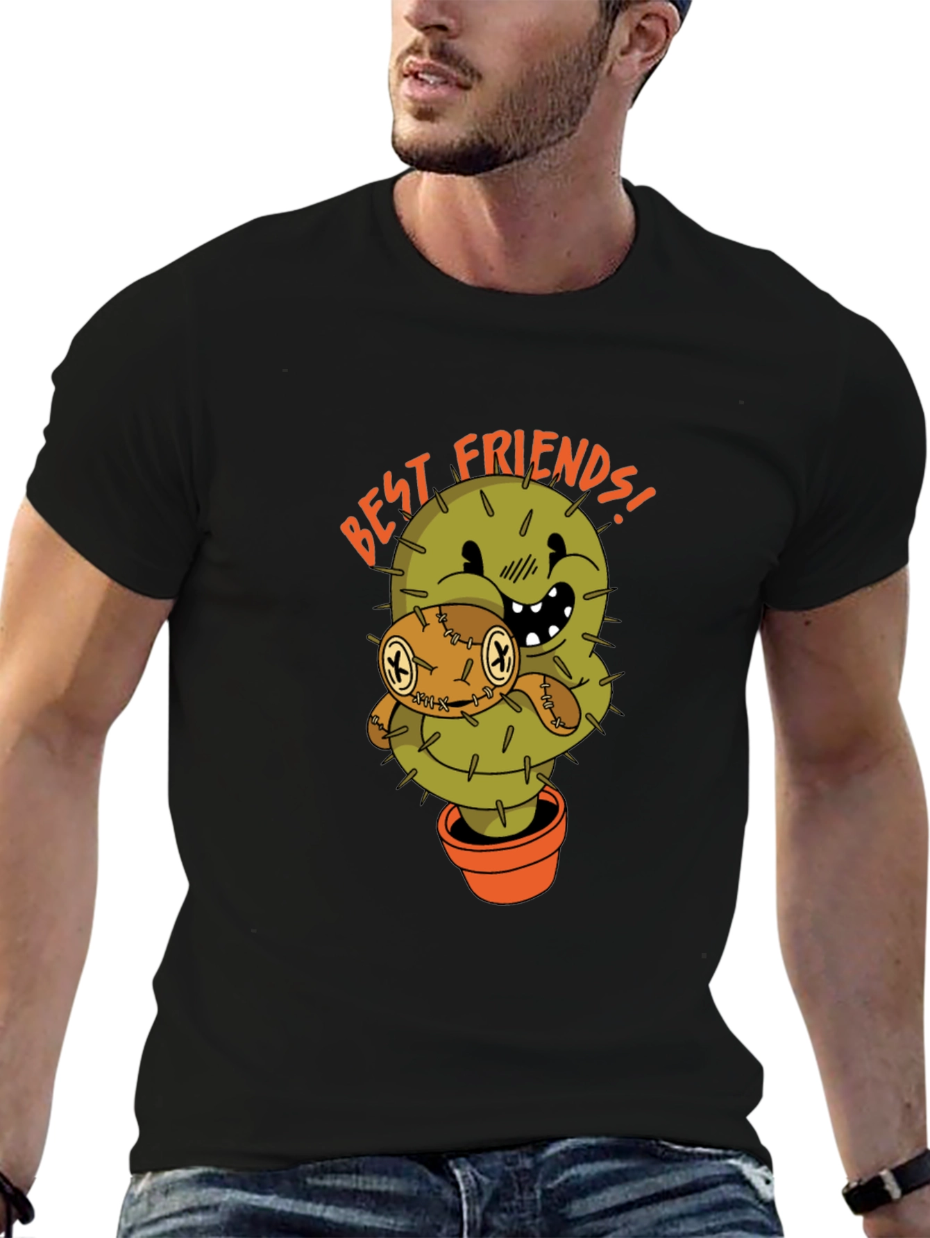 Cactus Best Friends Graphic Tee - Unisex Black T-Shirt