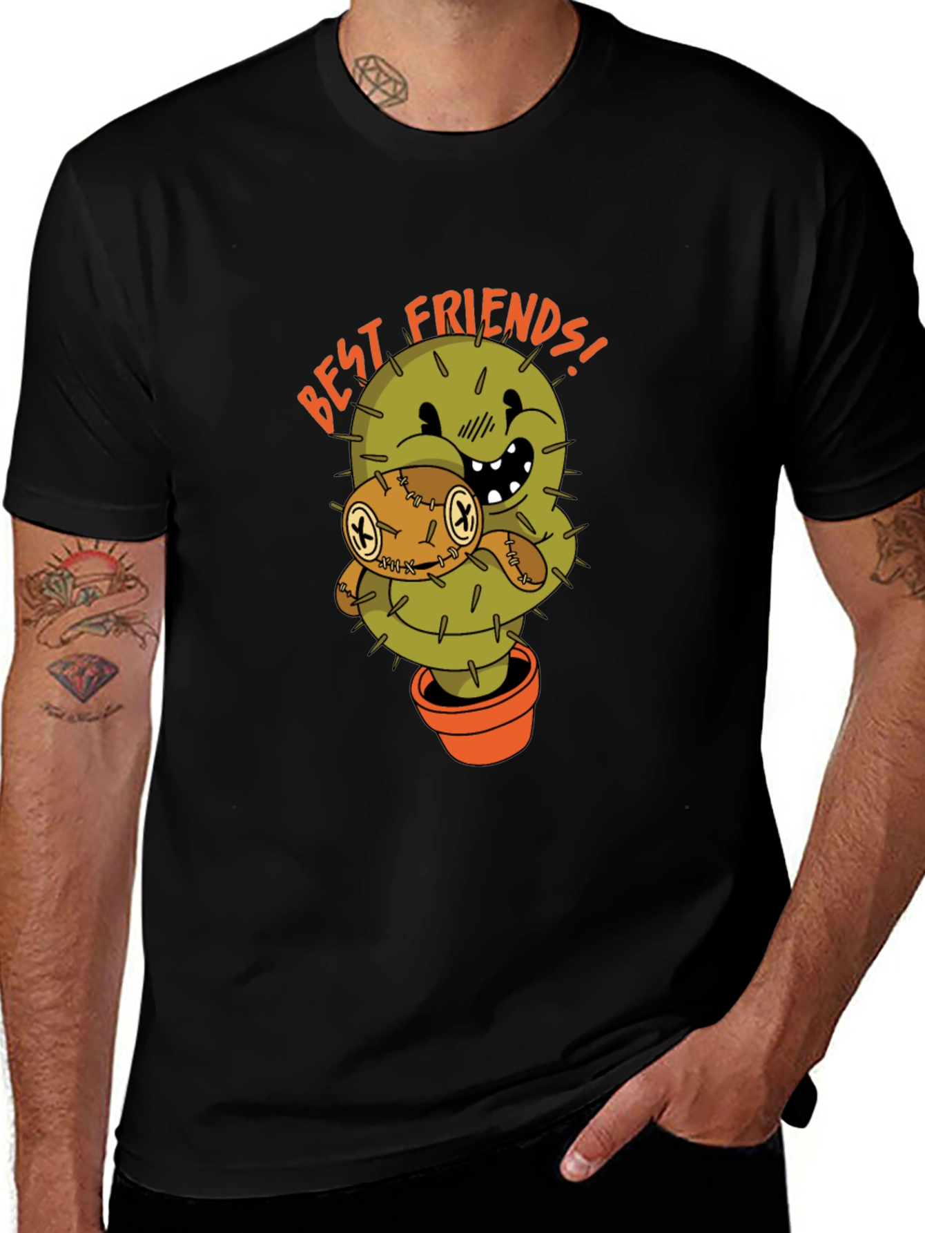Cactus Best Friends Graphic Tee - Unisex Black T-Shirt