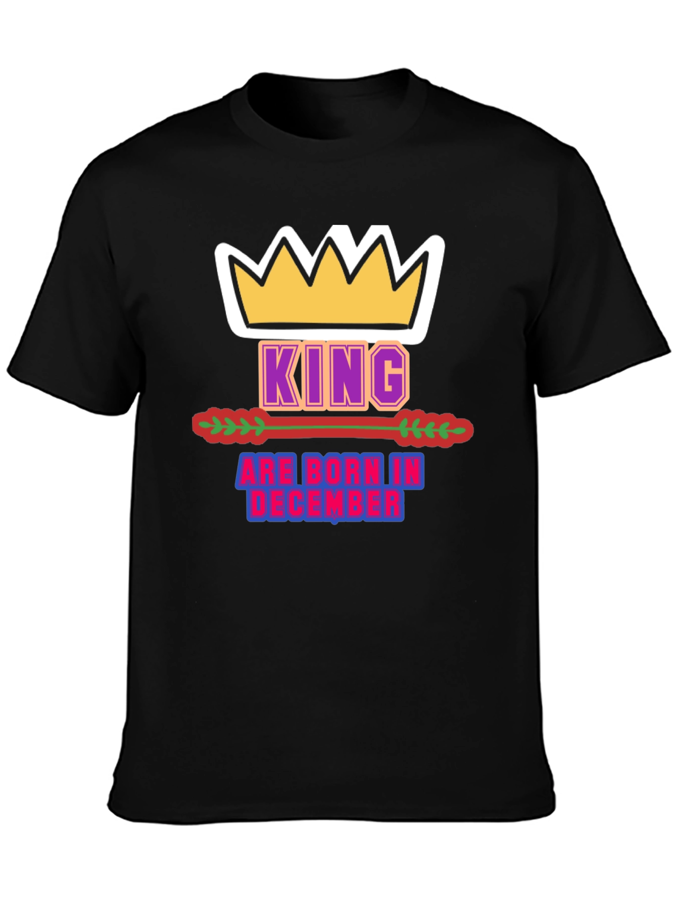 King Born in December Black T-Shirt