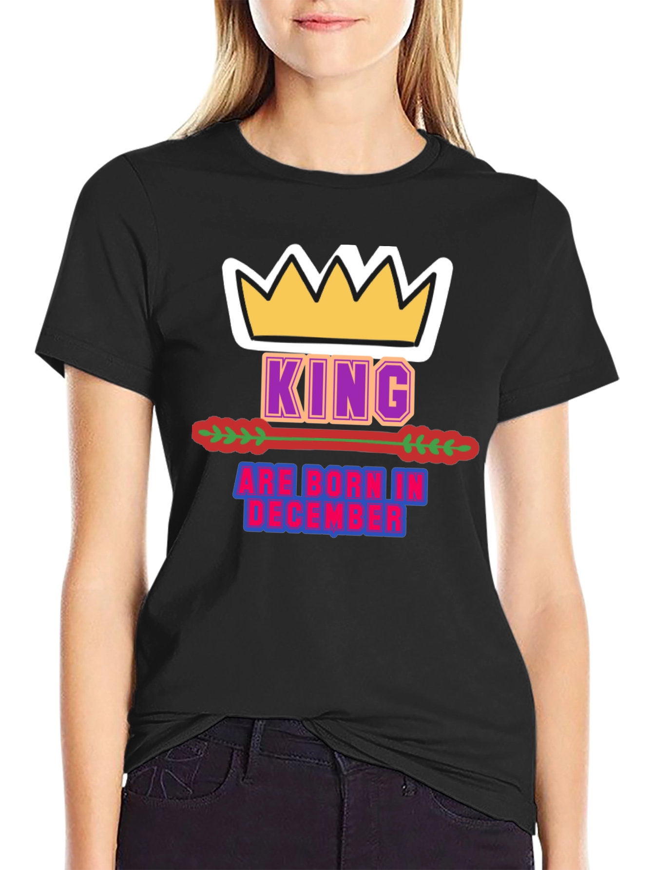 King Born in December Black T-Shirt