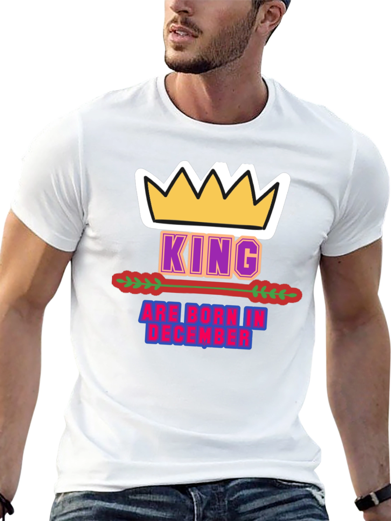 King Born in December Black T-Shirt