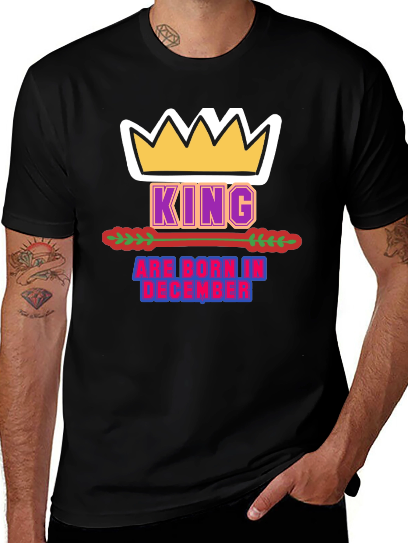 King Born in December Black T-Shirt