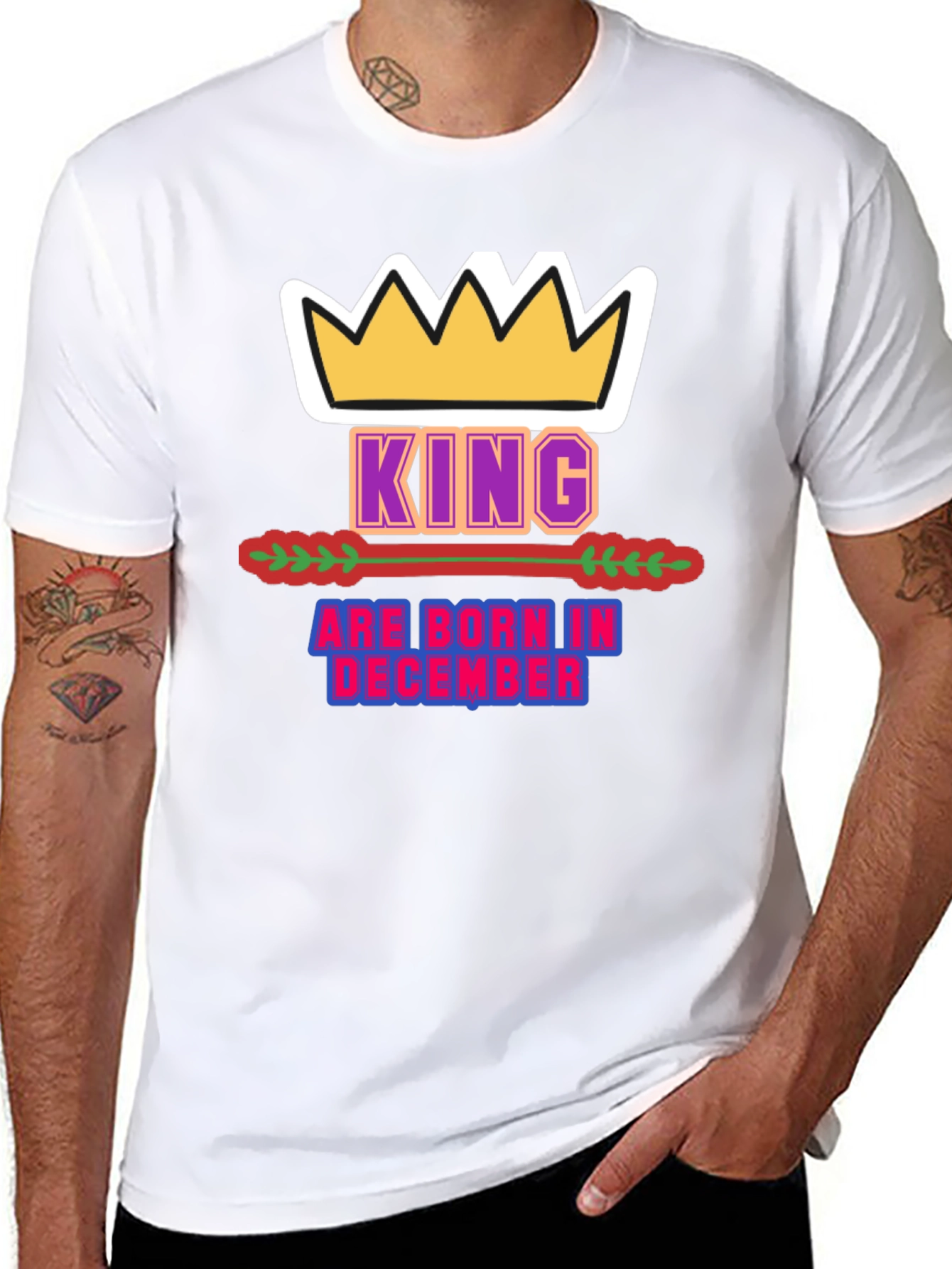 King Born in December Black T-Shirt