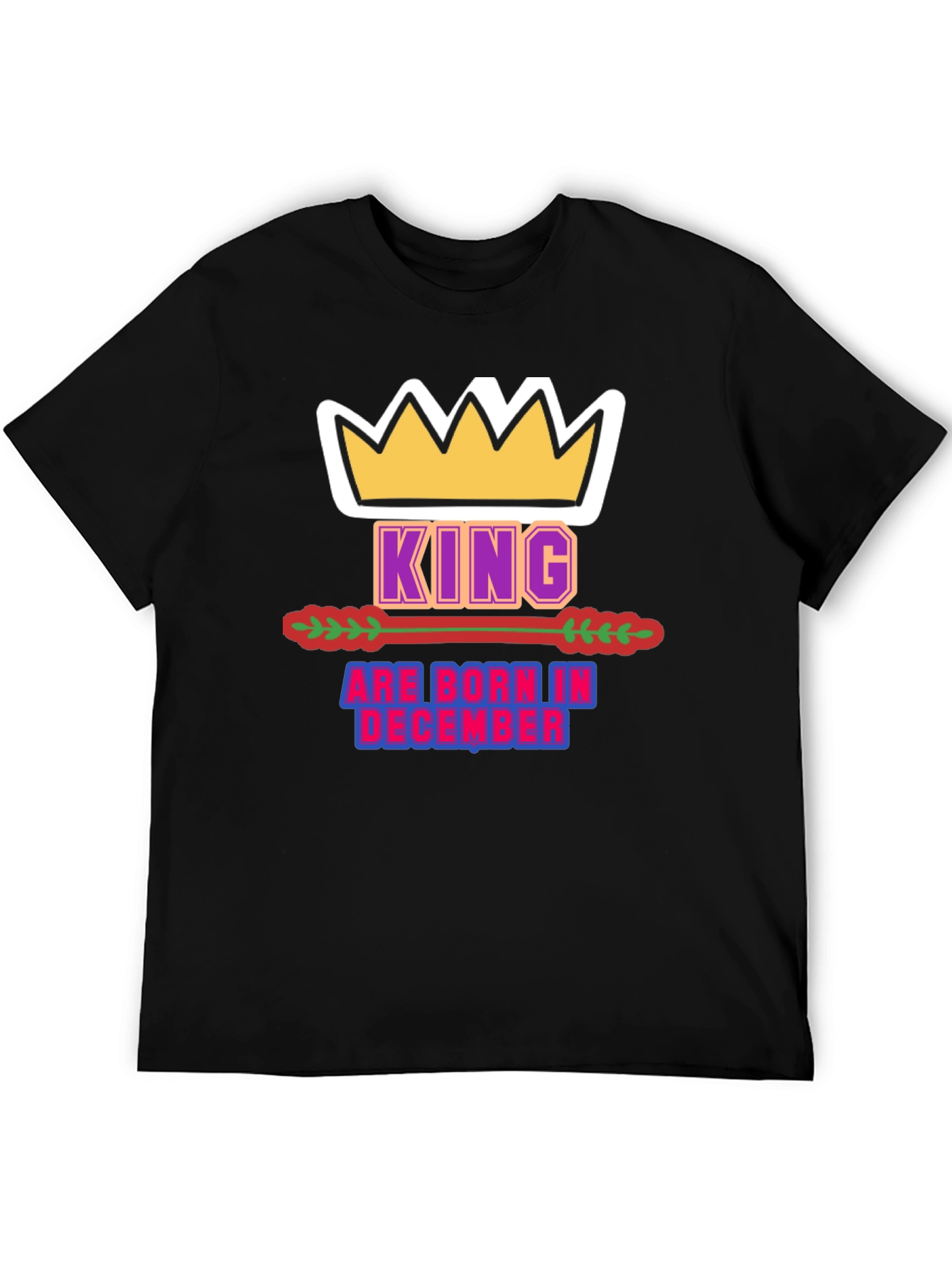 King Born in December Black T-Shirt