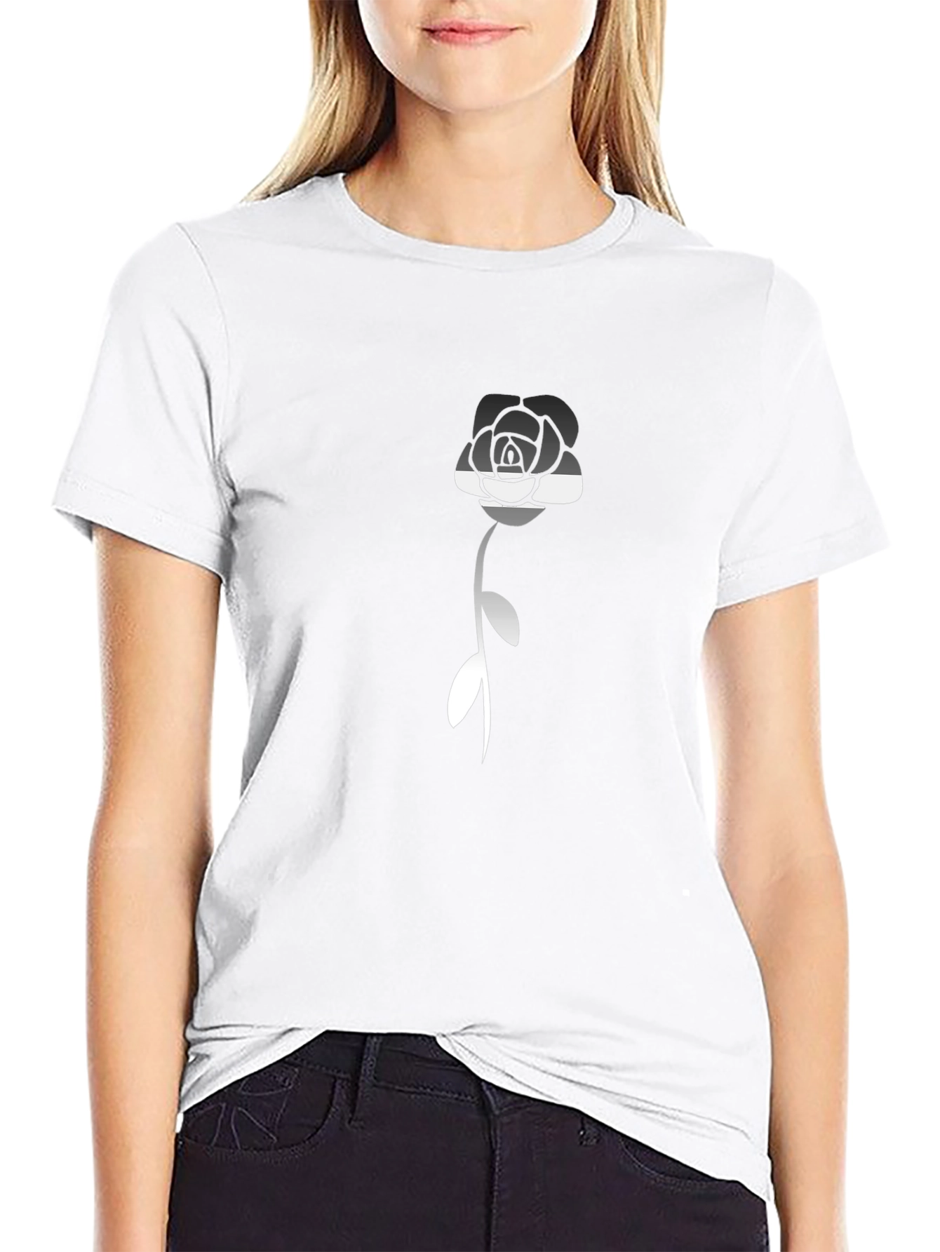 Monochrome Rose Graphic Tee - Stylish Menswear