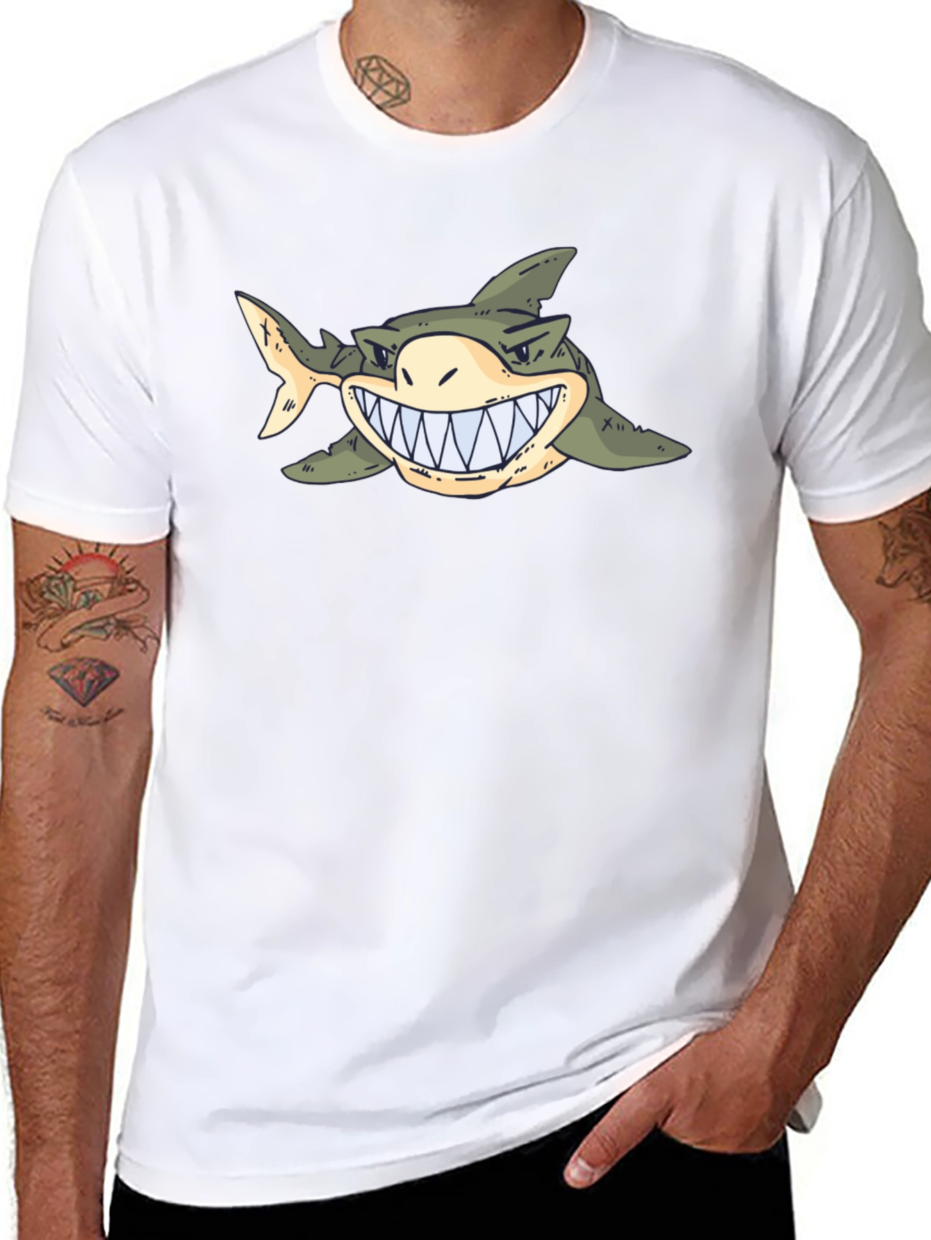 Shark Graphic Tee - Cartoon Sea Predator T-Shirt