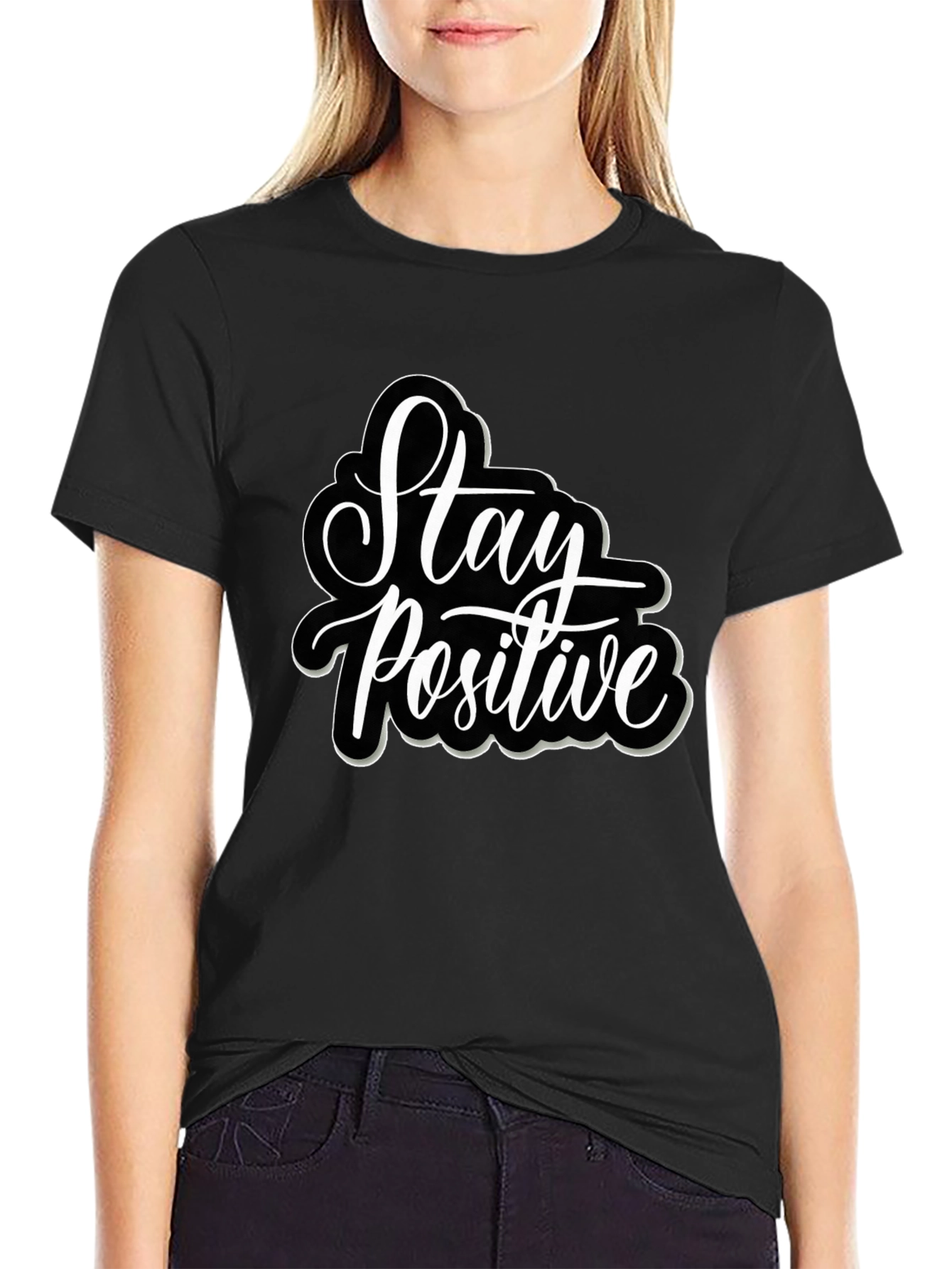 Stay Positive Graphic Tee - Black