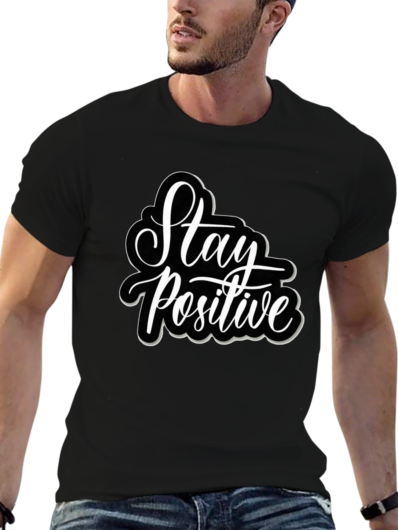 Stay Positive Graphic Tee - Black