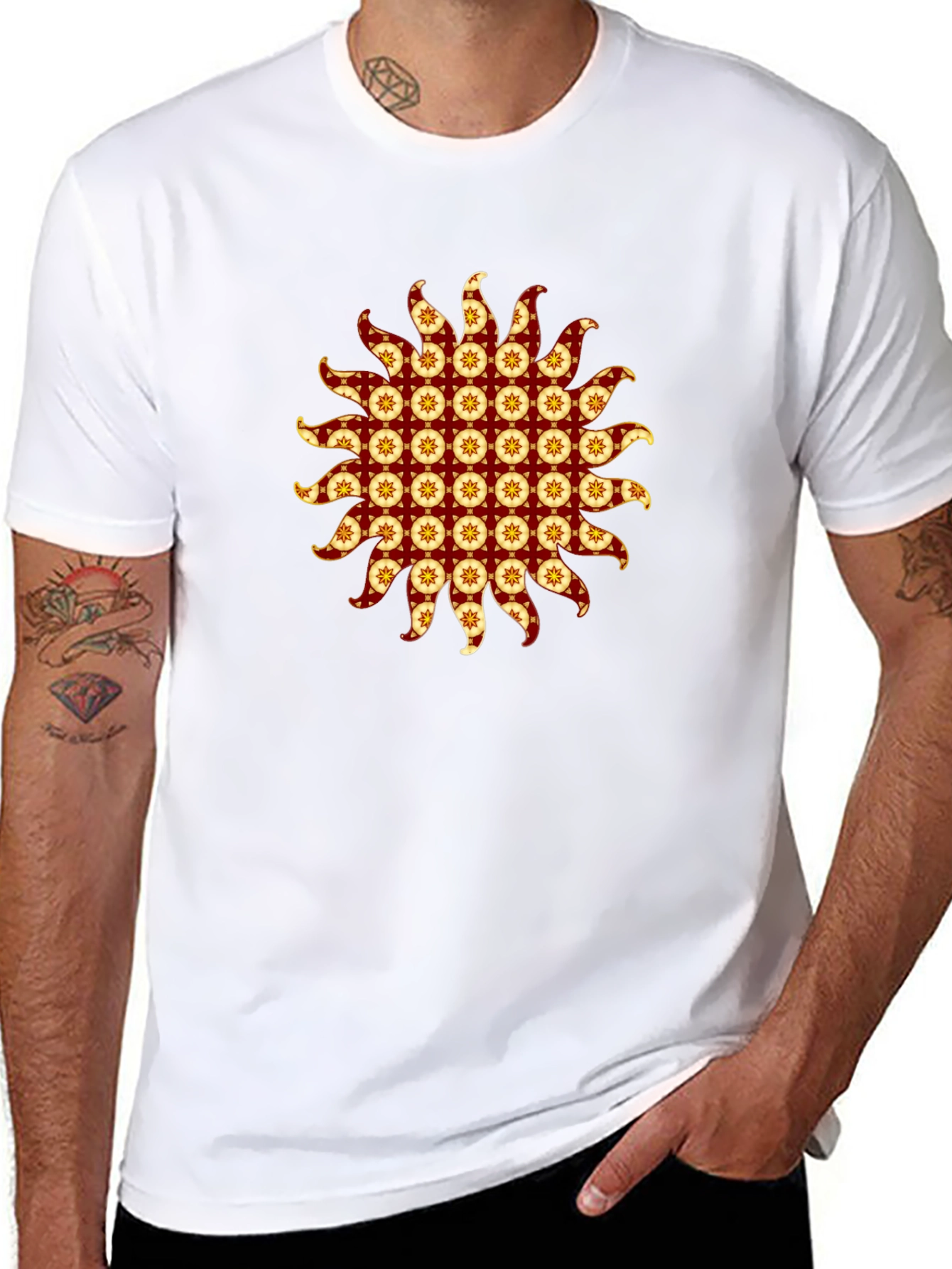 Stylish Black T-Shirt with Sunburst Graphic