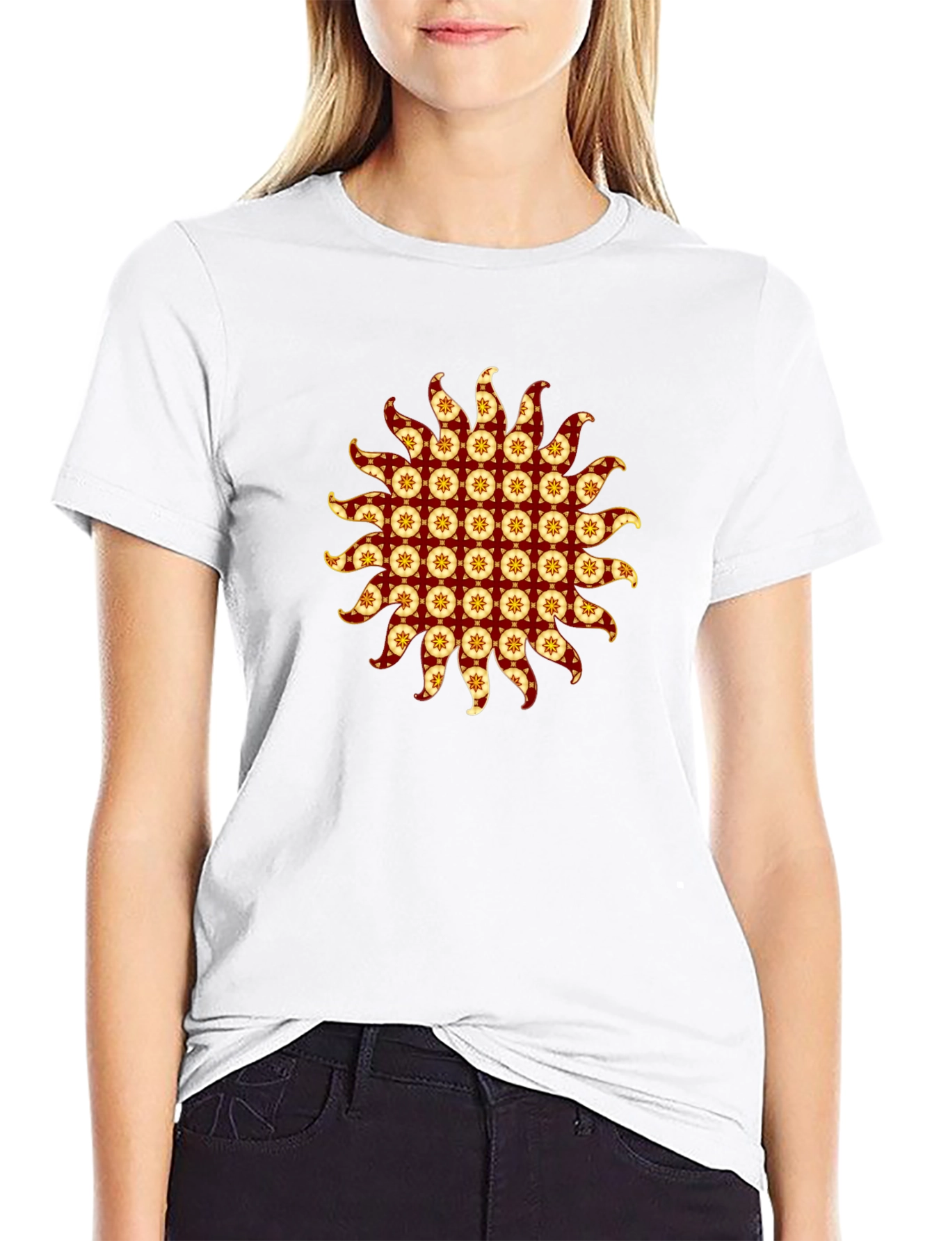 Stylish Black T-Shirt with Sunburst Graphic