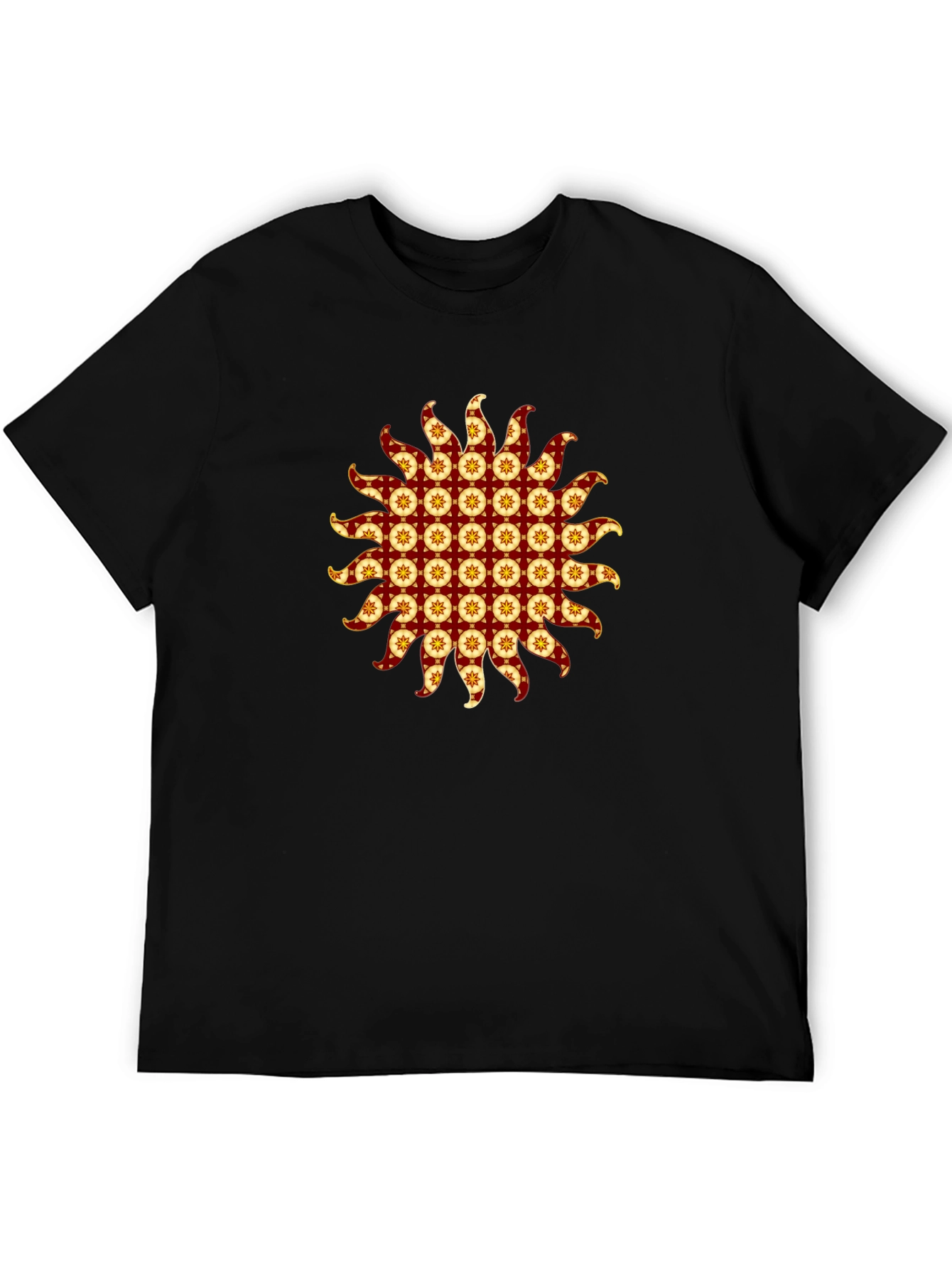 Stylish Black T-Shirt with Sunburst Graphic