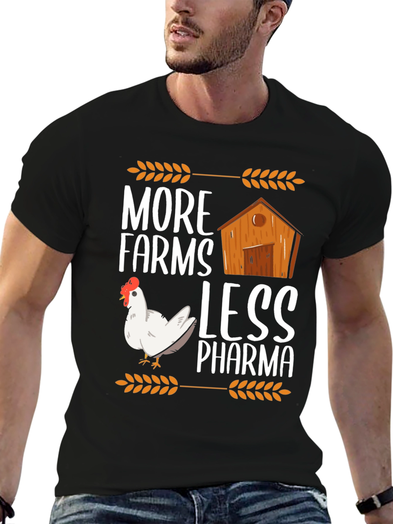 More Farms Less Pharma Graphic T-Shirt