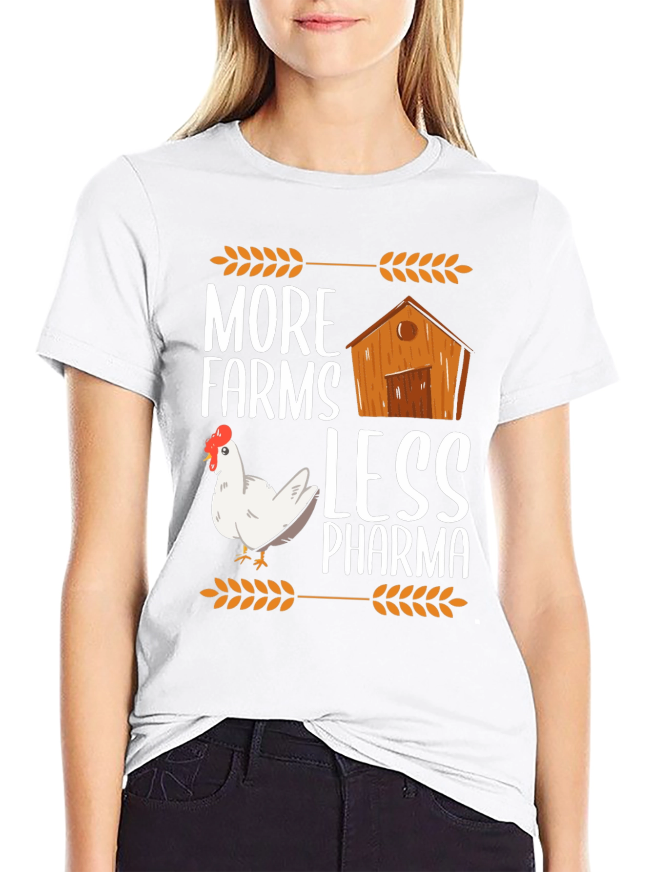 More Farms Less Pharma Graphic T-Shirt