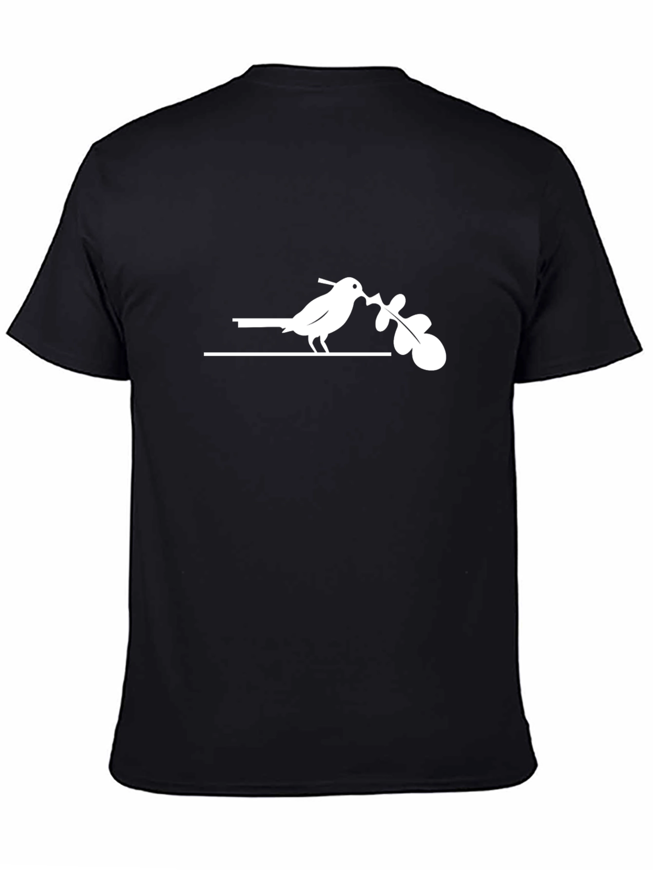 Bird with Leaf Graphic Tee - Black