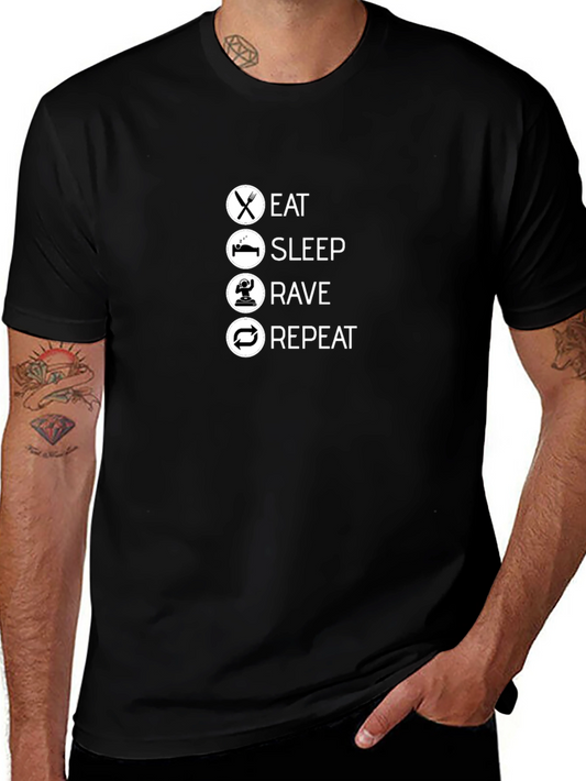 Eat Sleep Rave Repeat Black T-Shirt