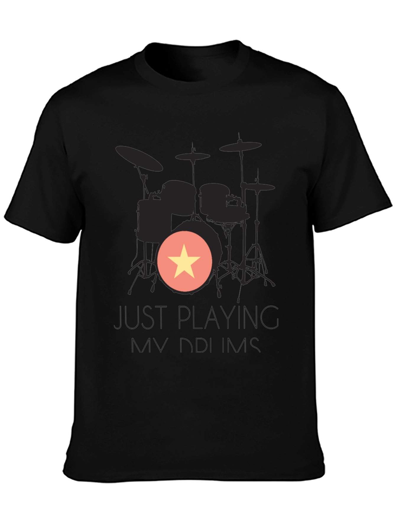 Just Playing My Drums Black Graphic Tee